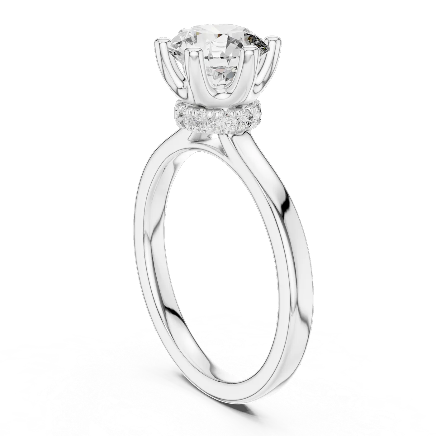 Bague de fiançailles Marguerite 1,58 ct en or blanc 18 carats, diamant rond, vue 1