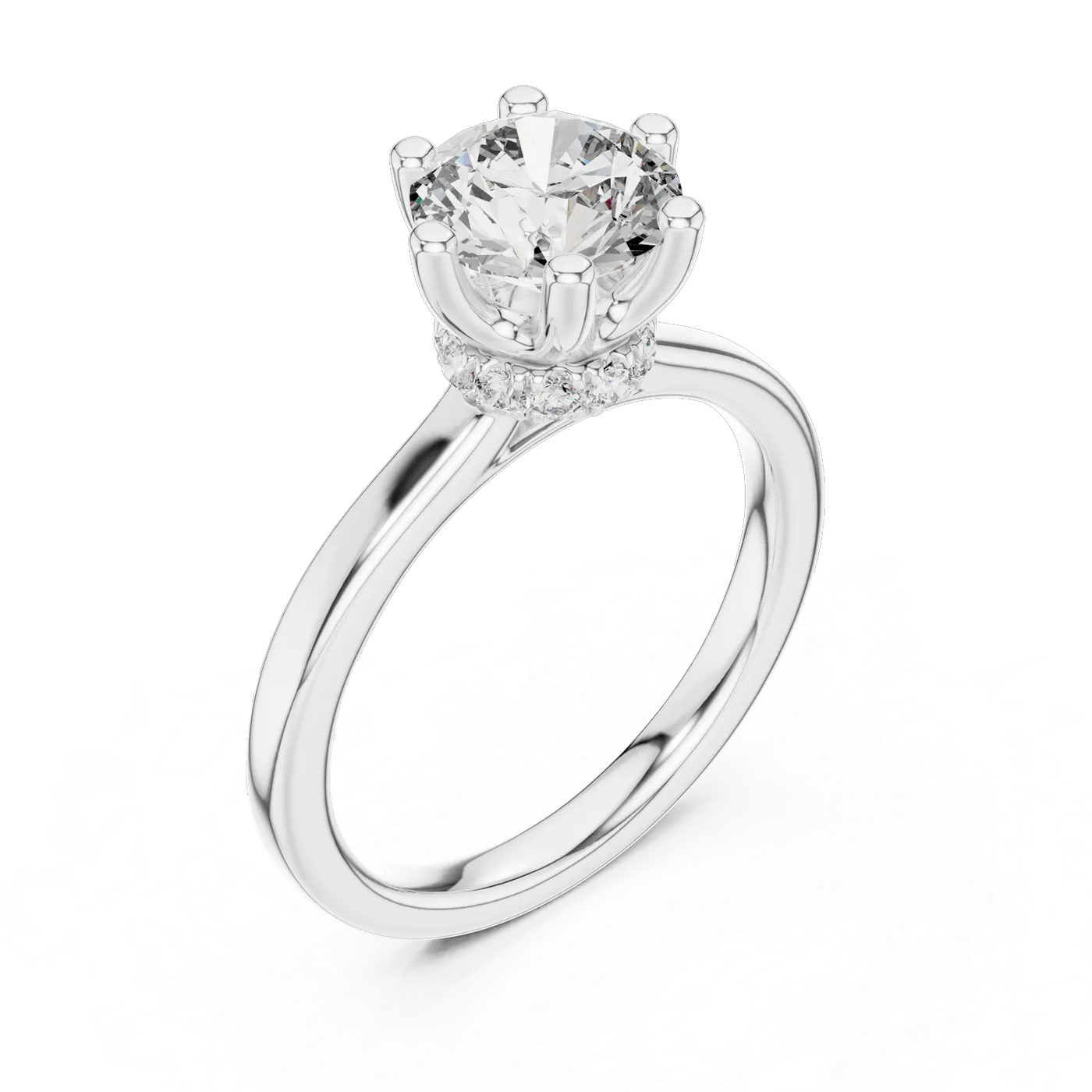 Bague de fiançailles Marguerite 1,58 ct en or blanc 18 carats, diamant rond, vue 2