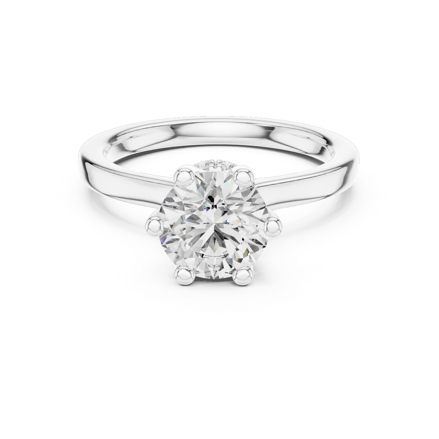 Bague de fiançailles Marguerite 1,58 ct en or blanc 18 carats, diamant rond, vue 4