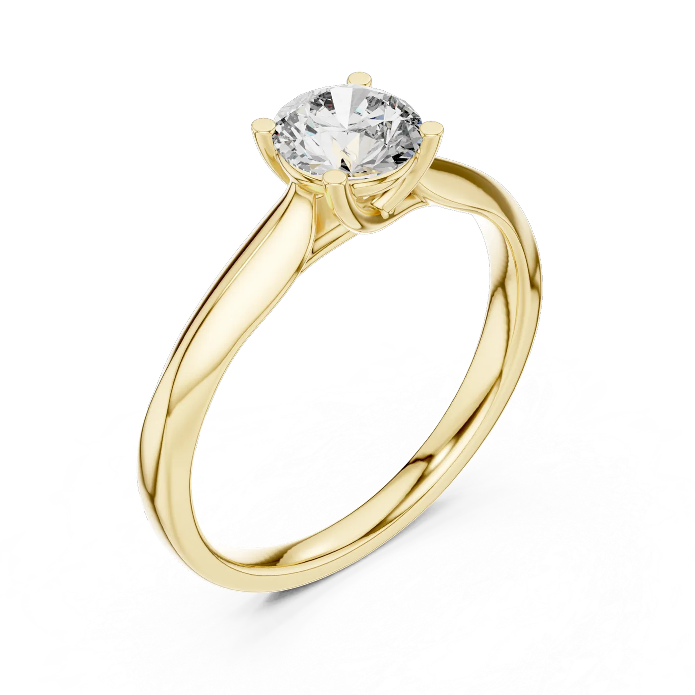 Bague de fiançailles Marguerite 0,59 ct en or jaune 18 carats, diamant rond, vue 2