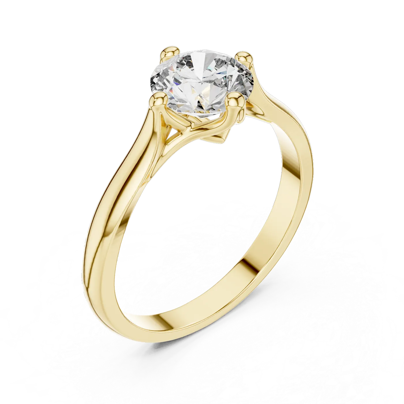 Bague de fiançailles Marguerite 1,03 ct en or jaune 18 carats, diamant rond, vue 2