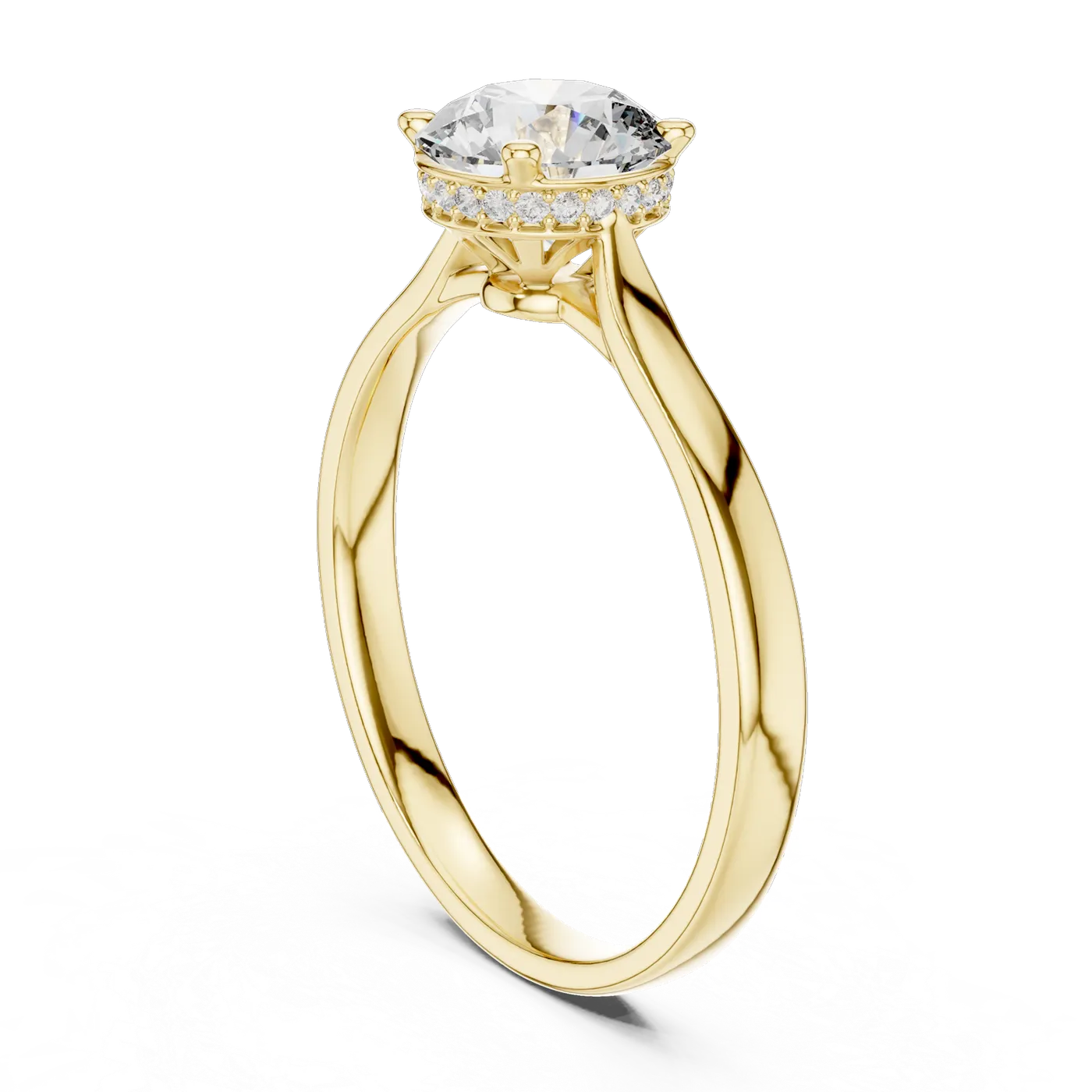 Bague de fiançailles Marguerite 1,18 ct en or jaune 18 carats, diamant rond, vue 1