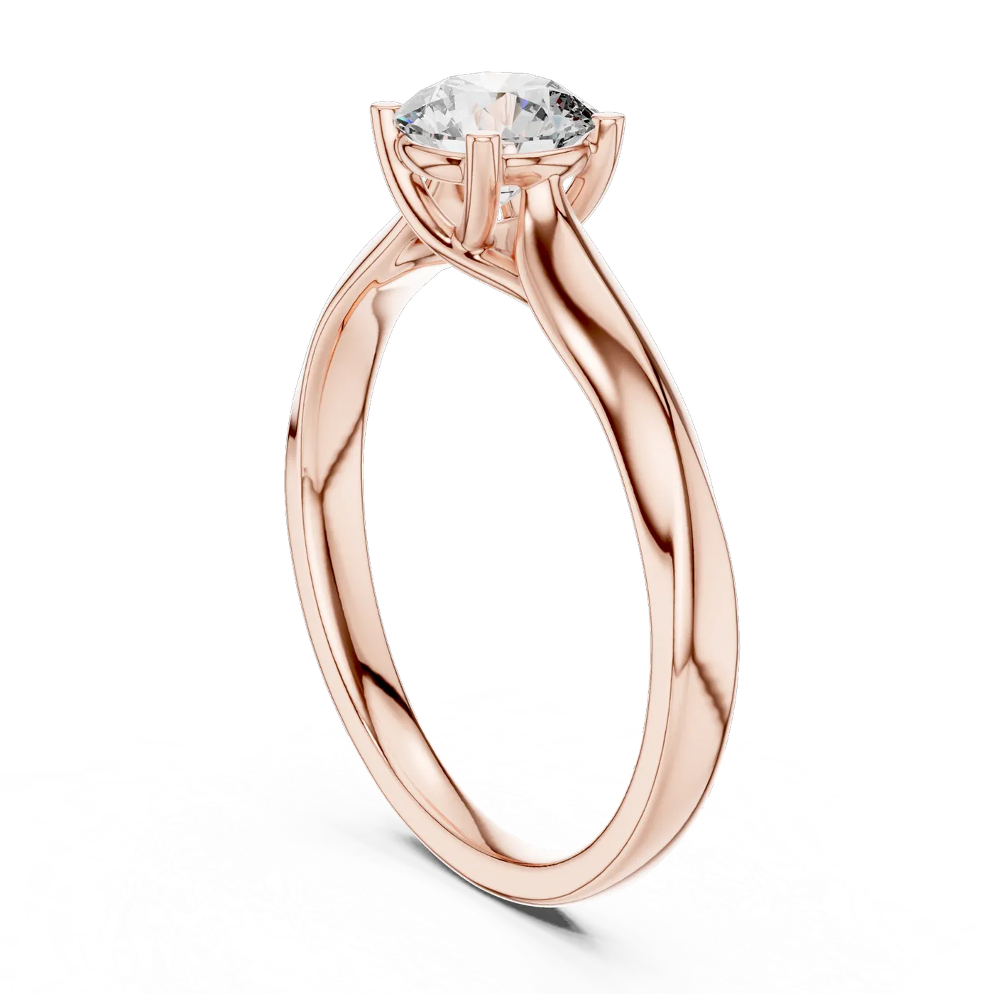 Bague de fiançailles Marguerite 0,59 ct en or rose 18 carats, diamant rond, vue 1