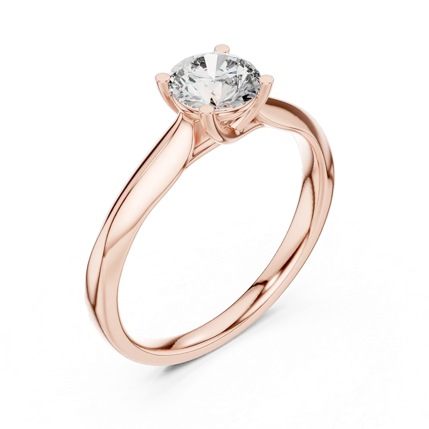 Bague de fiançailles Marguerite 0,59 ct en or rose 18 carats, diamant rond, vue 2