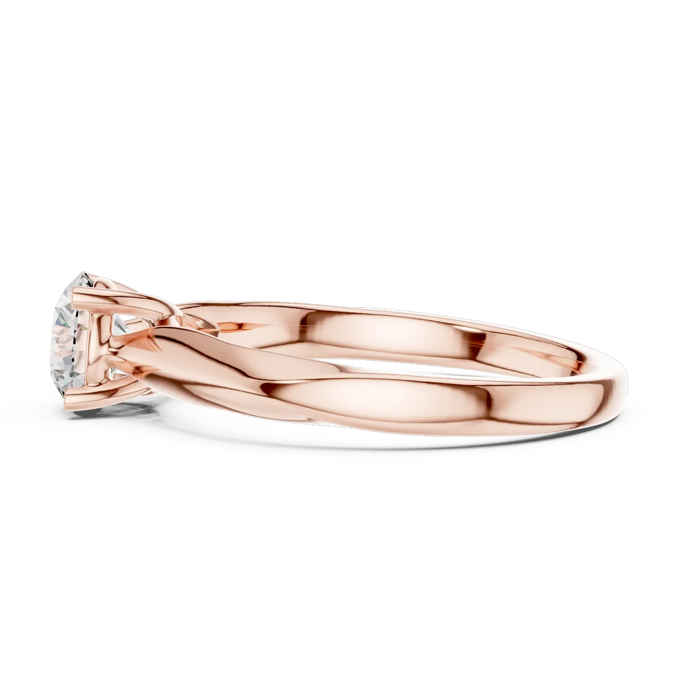 Bague de fiançailles Marguerite 0,59 ct en or rose 18 carats, diamant rond, vue 3