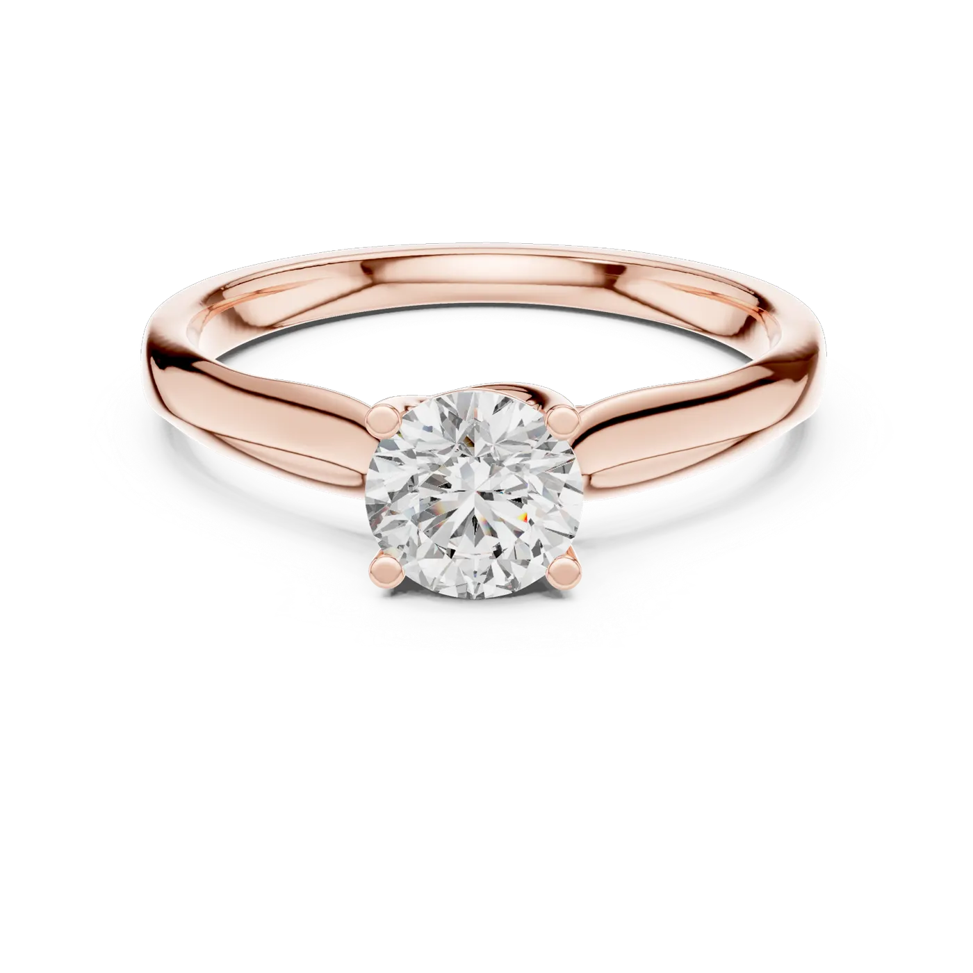 Bague de fiançailles Marguerite 0,59 ct en or rose 18 carats, diamant rond, vue 4