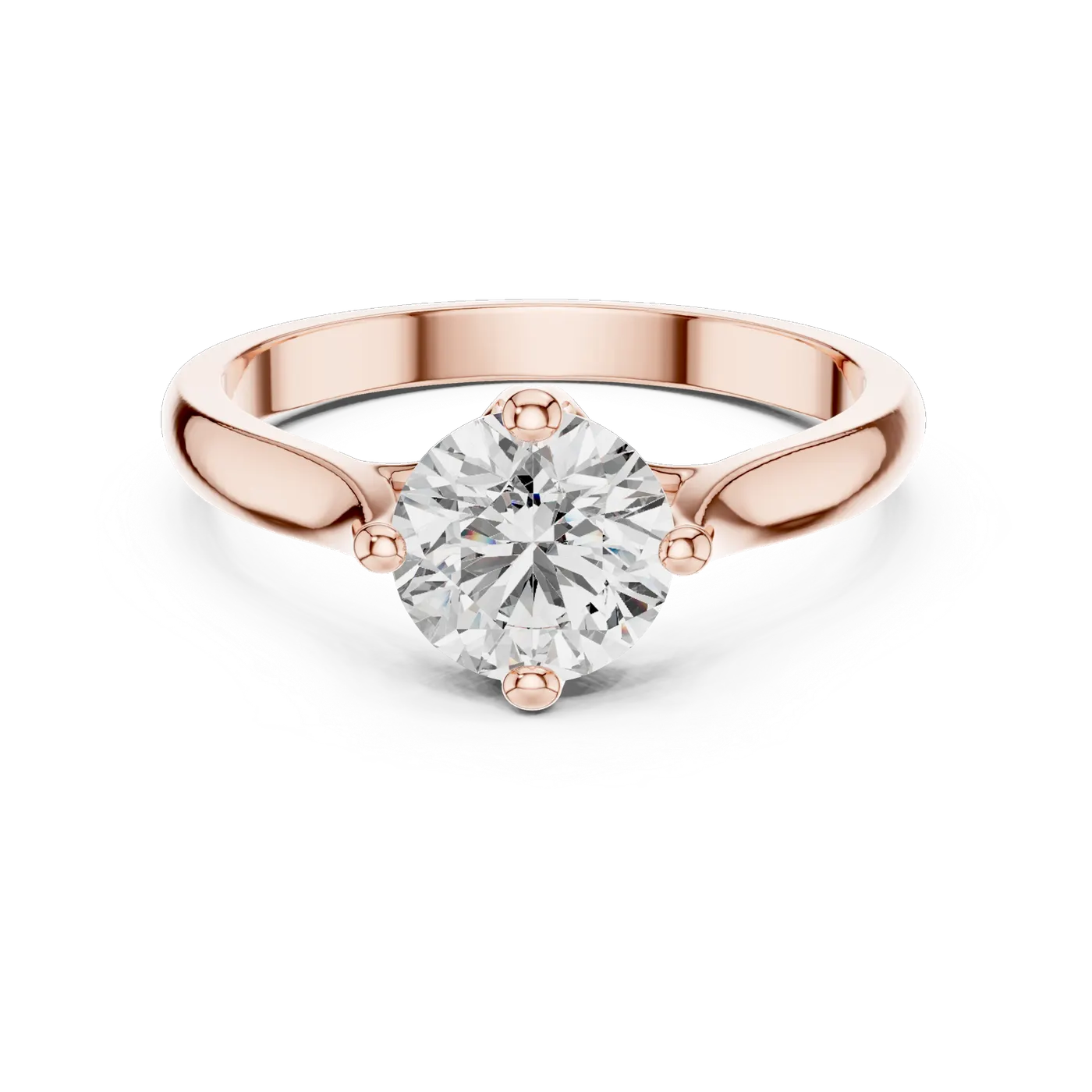 Bague de fiançailles Marguerite 1,03 ct en or rose 18 carats, diamant rond, vue 4
