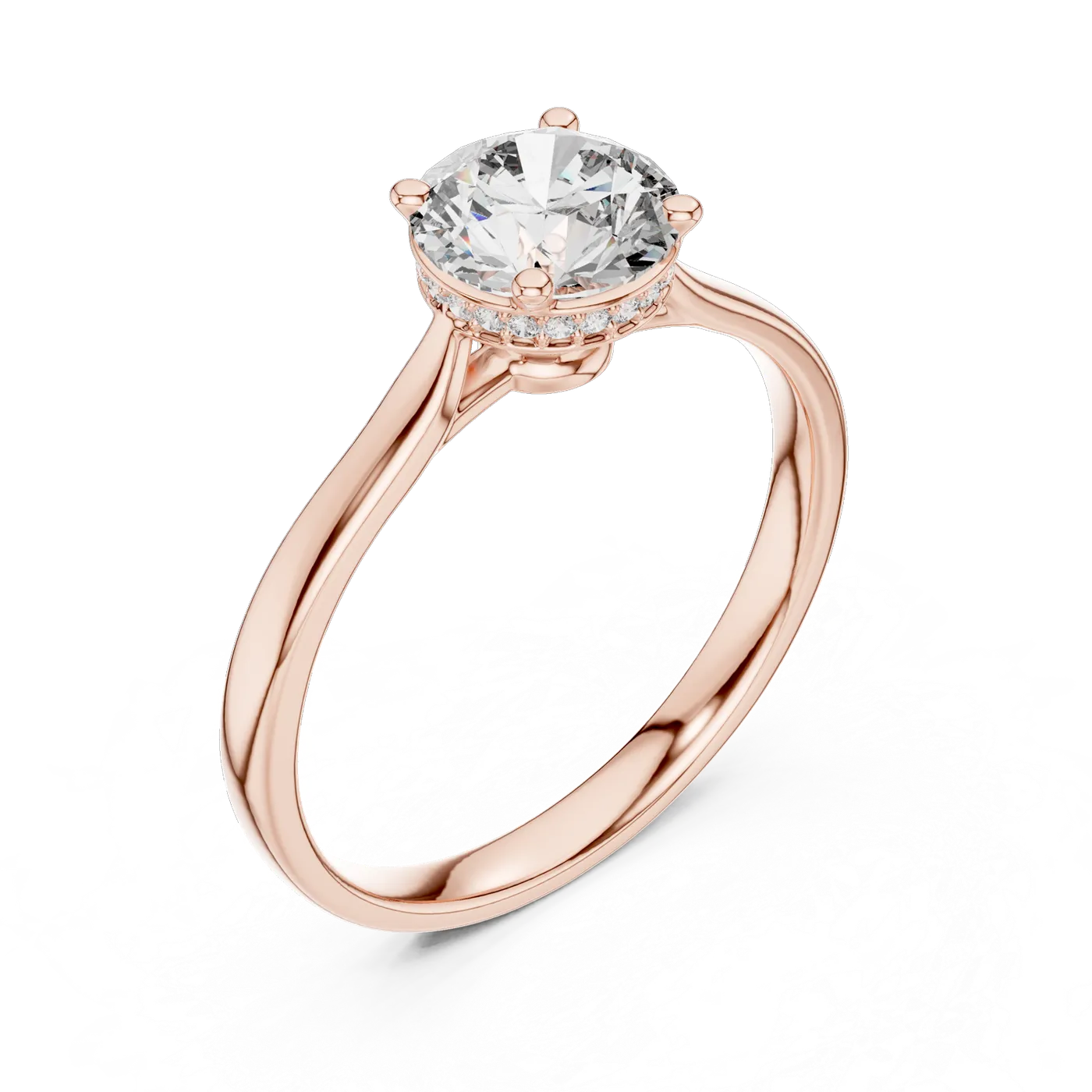 Bague de fiançailles Marguerite 1,18 ct en or rose 18 carats, diamant rond, vue 2