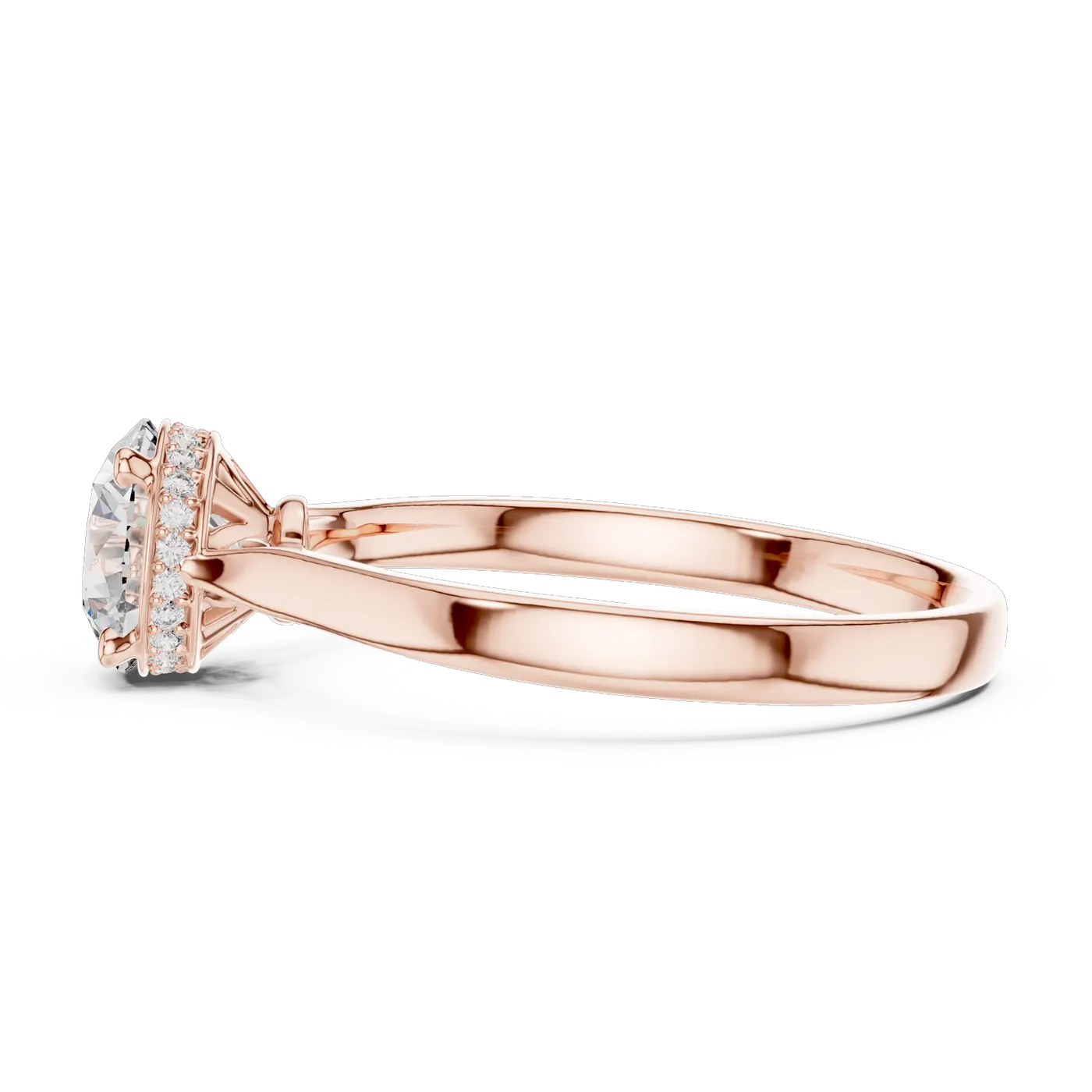 Bague de fiançailles Marguerite 1,18 ct en or rose 18 carats, diamant rond, vue 3