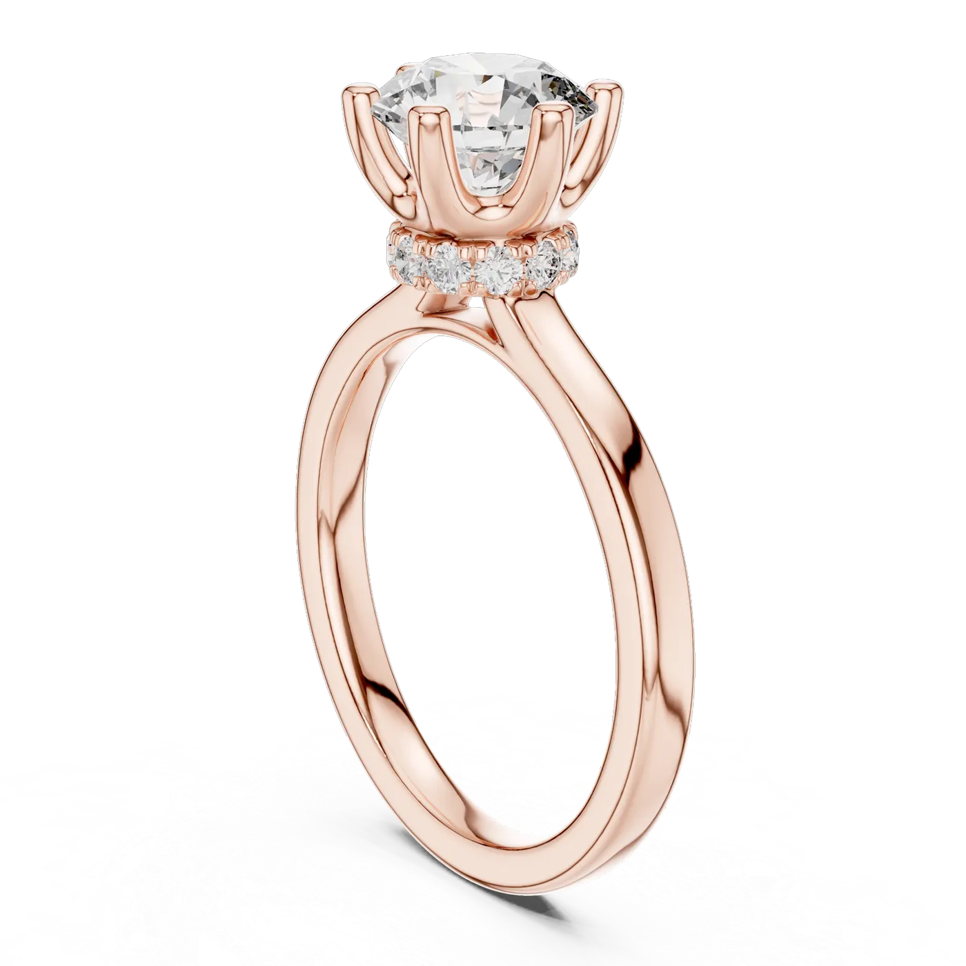 Bague de fiançailles Marguerite 1,58 ct en or rose 18 carats, diamant rond, vue 1