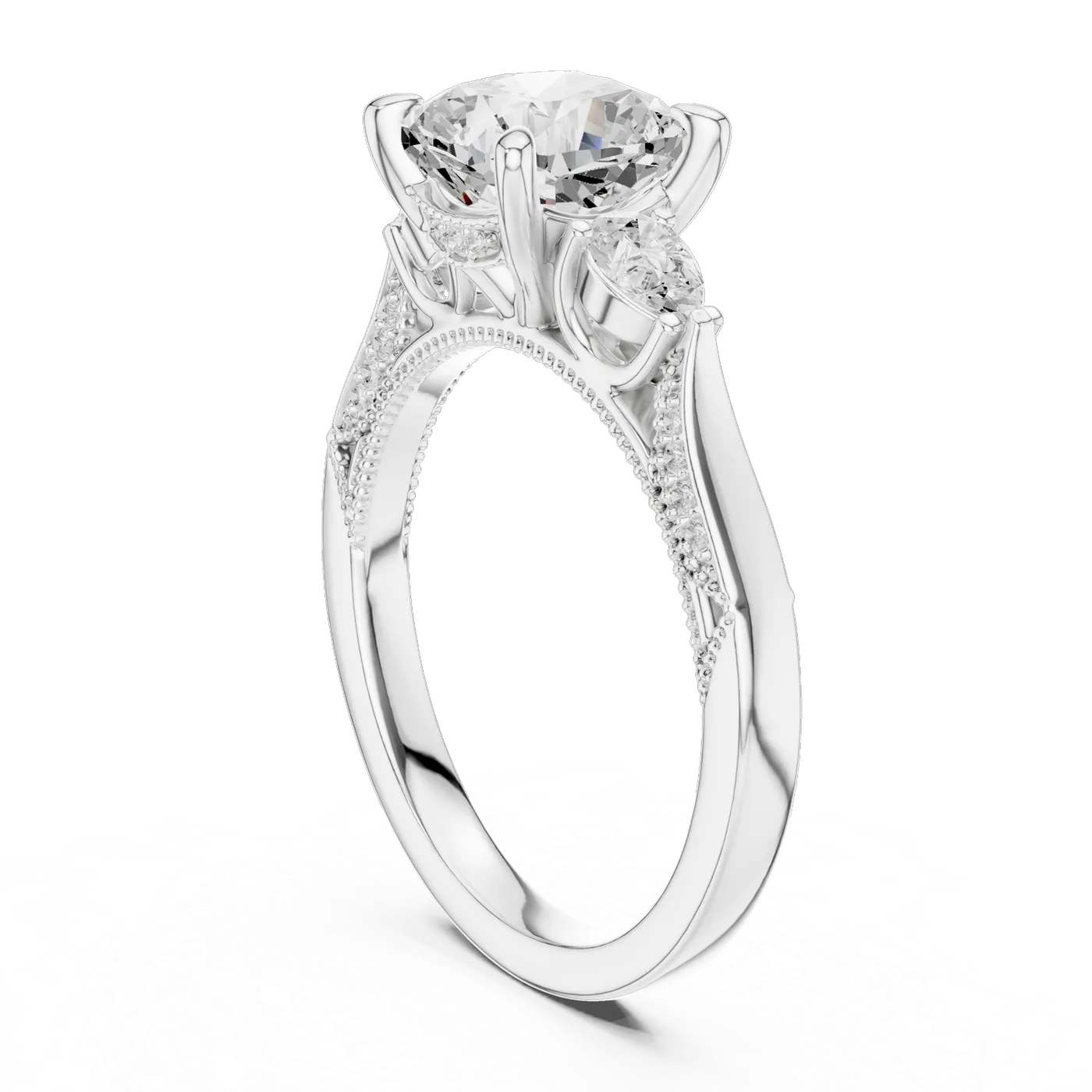 Bague de fiançailles Pivoine 2,32 ct en or blanc 18 carats, diamant coussin, vue 1
