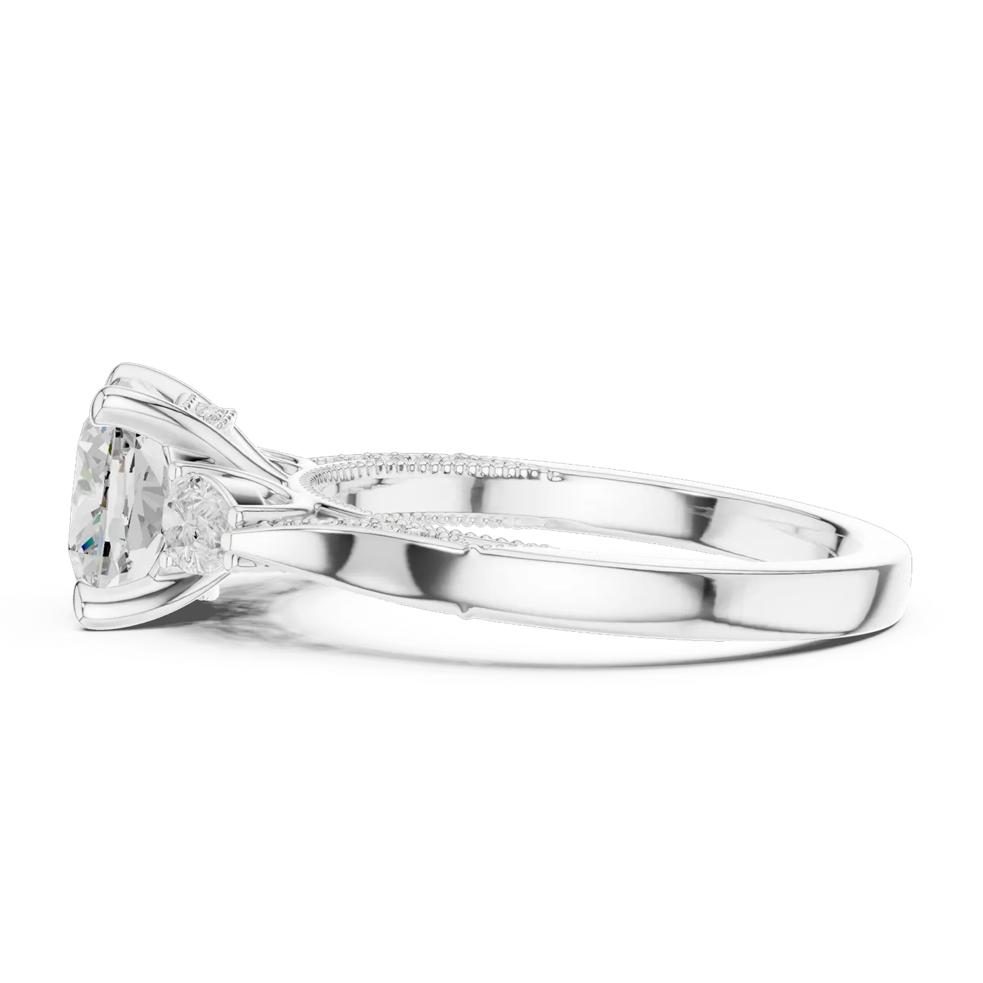 Bague de fiançailles Pivoine 2,32 ct en or blanc 18 carats, diamant coussin, vue 3