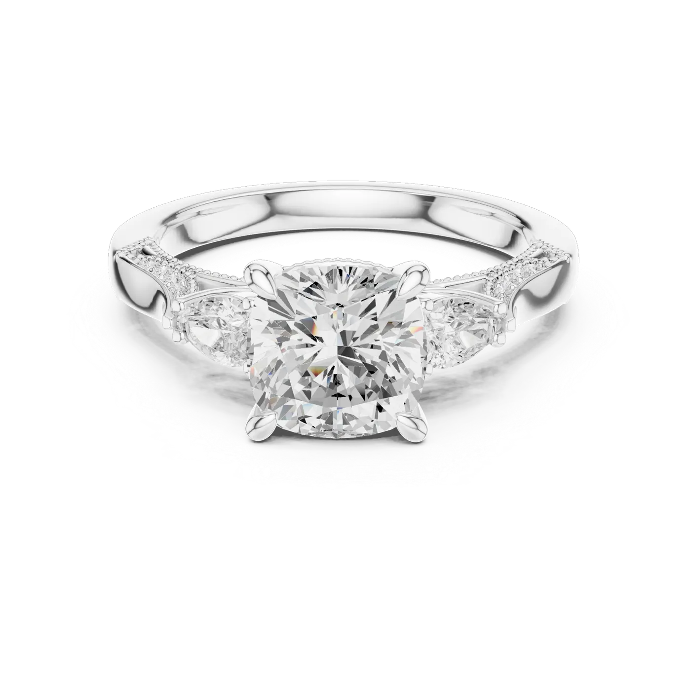 Bague de fiançailles Pivoine 2,32 ct en or blanc 18 carats, diamant coussin, vue 4