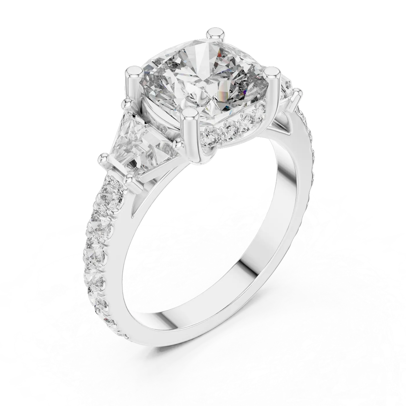 Bague de fiançailles Pivoine 4,00 ct en or blanc 18 carats, diamant coussin, vue 2