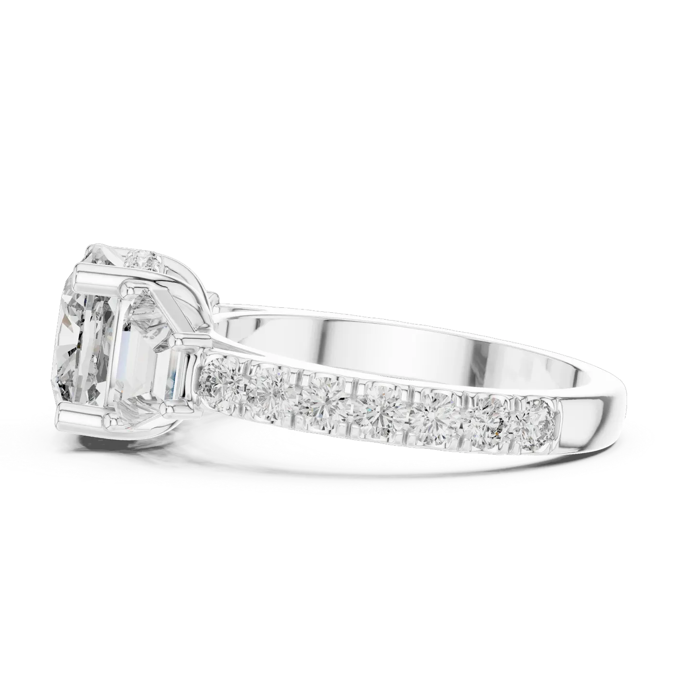 Bague de fiançailles Pivoine 4,00 ct en or blanc 18 carats, diamant coussin, vue 3