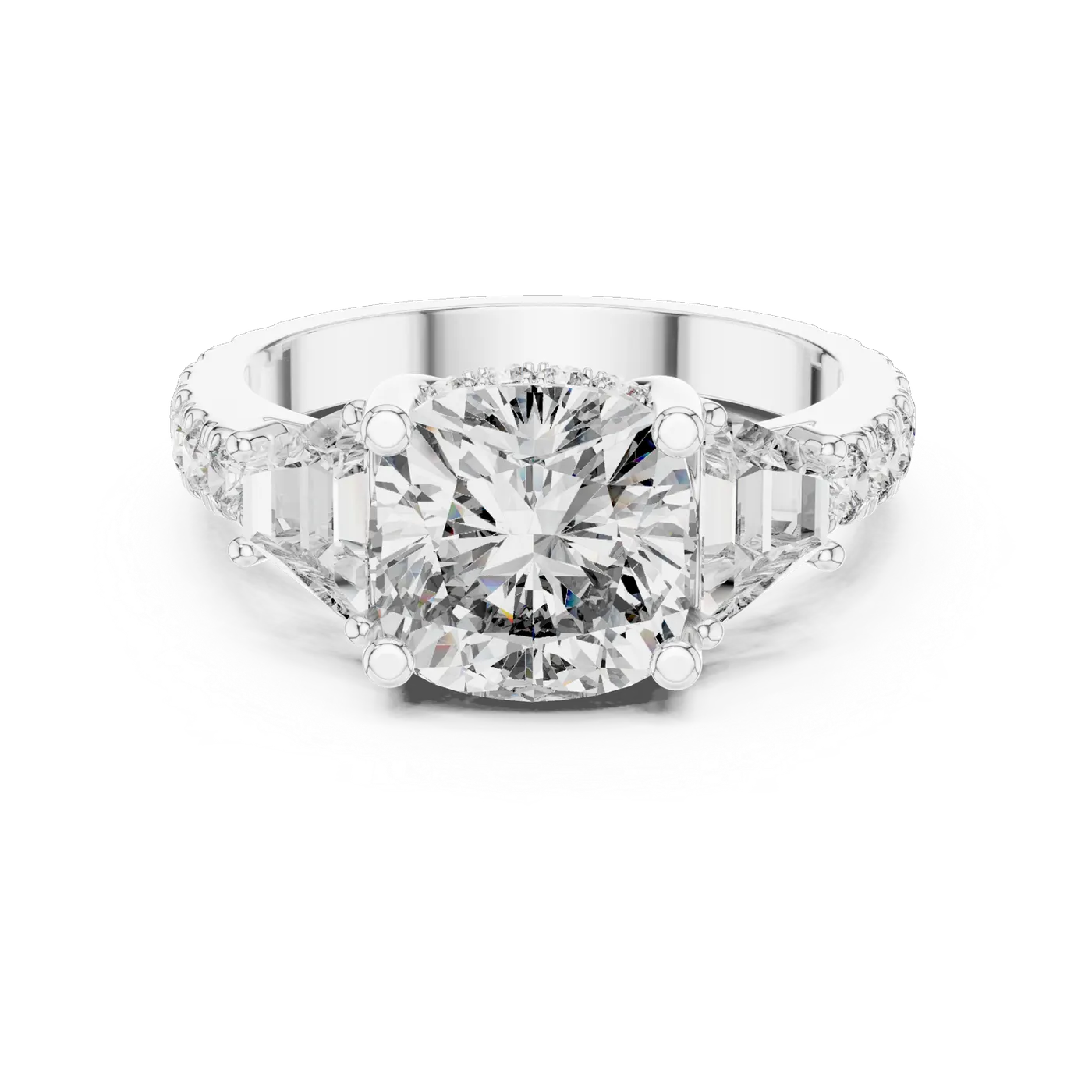 Bague de fiançailles Pivoine 4,00 ct en or blanc 18 carats, diamant coussin, vue 4