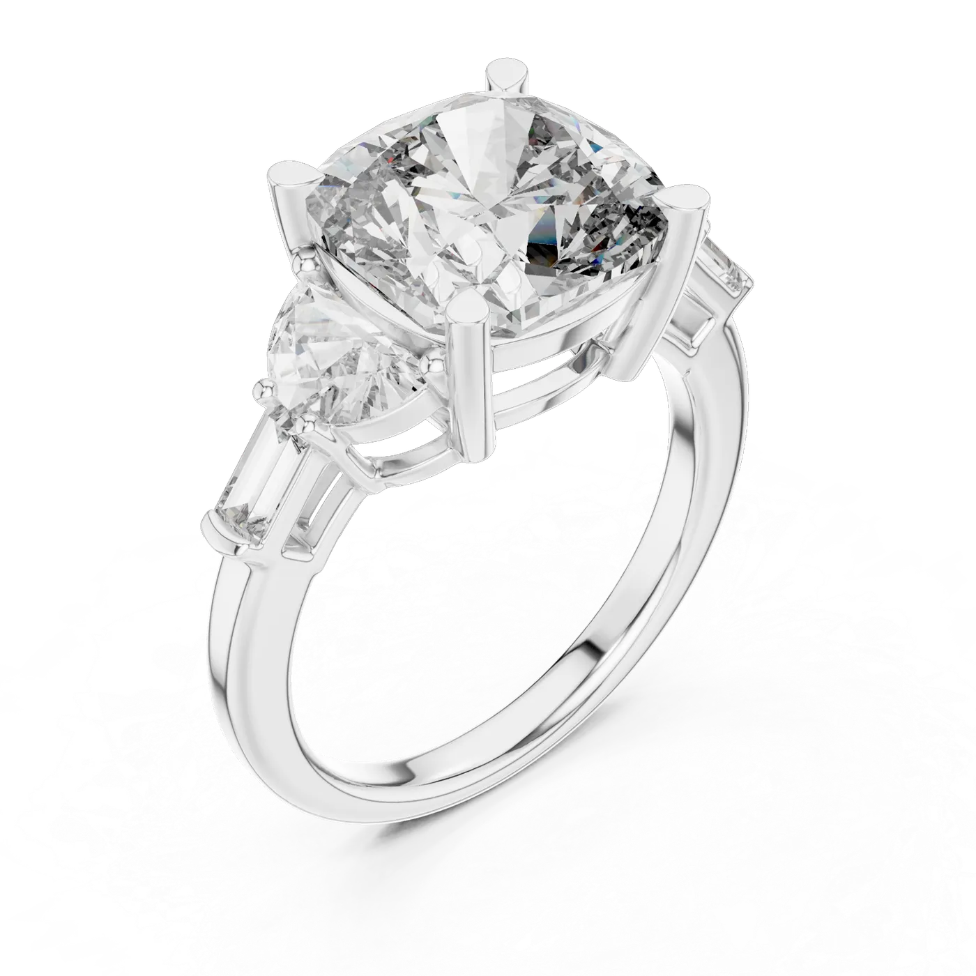 Bague de fiançailles Pivoine 6,75 ct en or blanc 18 carats, diamant coussin, vue 2