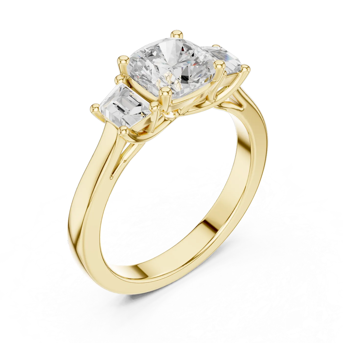 Bague de fiançailles Pivoine 1,85 ct en or jaune 18 carats, diamant coussin, vue 2