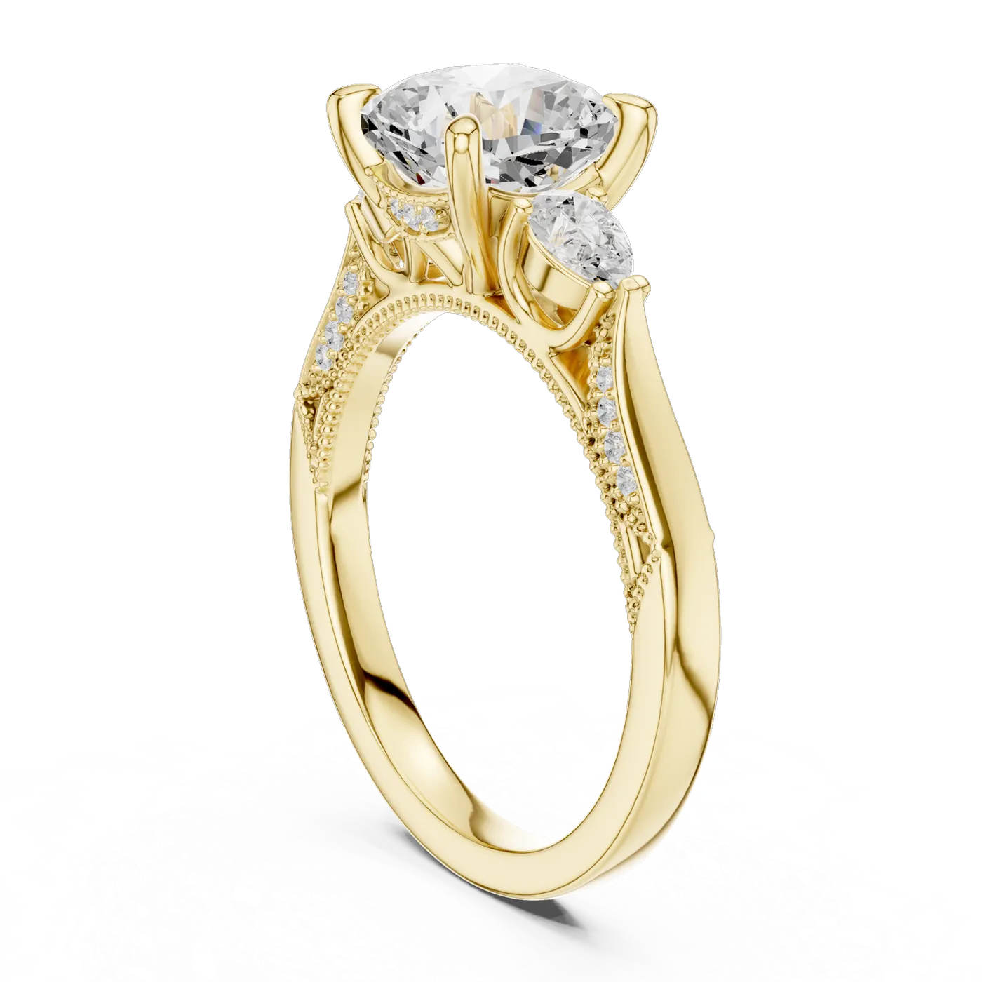 Bague de fiançailles Pivoine 2,32 ct en or jaune 18 carats, diamant coussin, vue 1