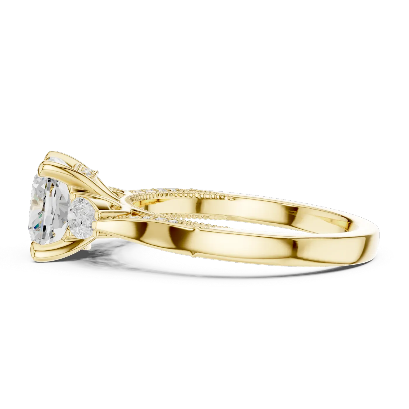 Bague de fiançailles Pivoine 2,32 ct en or jaune 18 carats, diamant coussin, vue 3