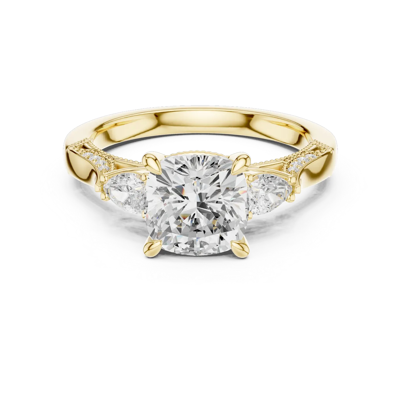 Bague de fiançailles Pivoine 2,32 ct en or jaune 18 carats, diamant coussin, vue 4