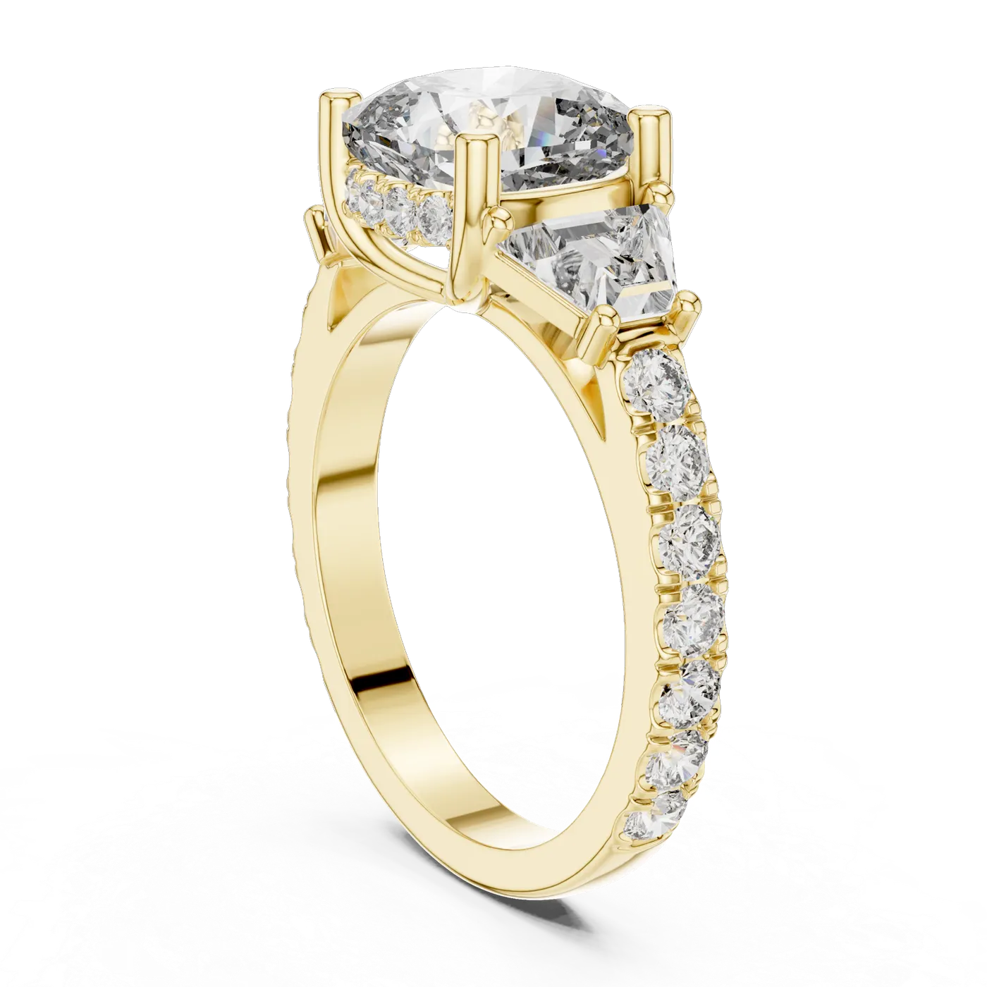 Bague de fiançailles Pivoine 4,00 ct en or jaune 18 carats, diamant coussin, vue 1