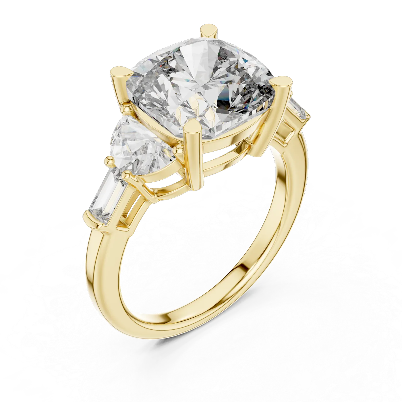 Bague de fiançailles Pivoine 6,75 ct en or jaune 18 carats, diamant coussin, vue 2