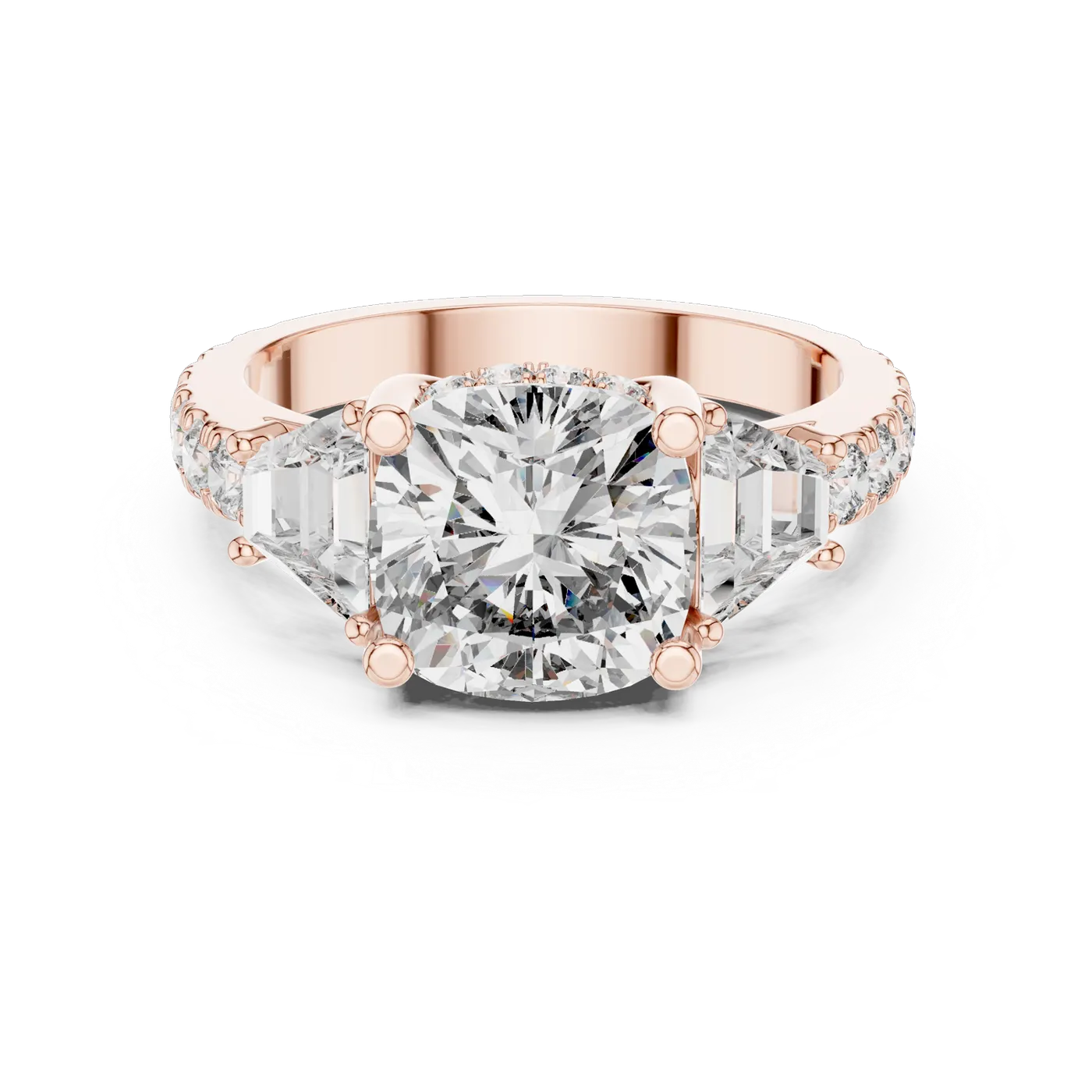 Bague de fiançailles Pivoine 4,00 ct en or rose 18 carats, diamant coussin, vue 4
