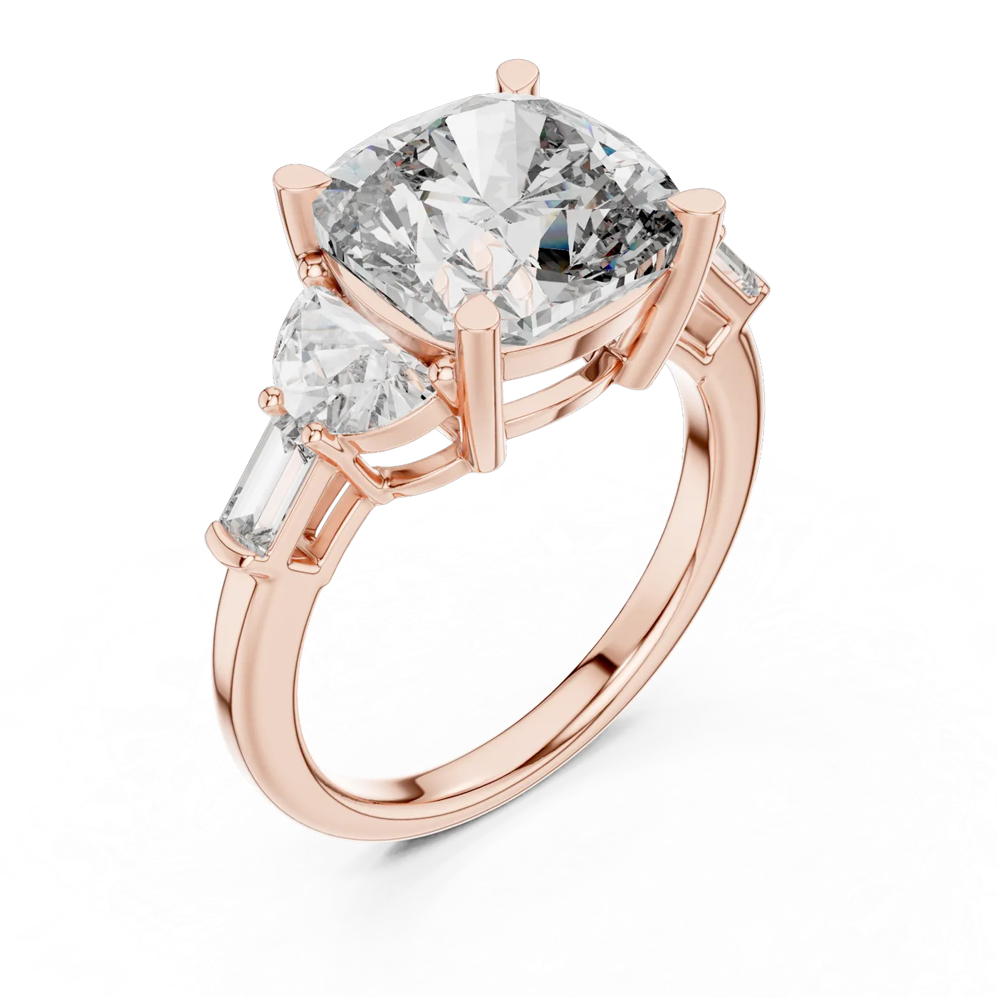 Bague de fiançailles Pivoine 6,75 ct en or rose 18 carats, diamant coussin, vue 2