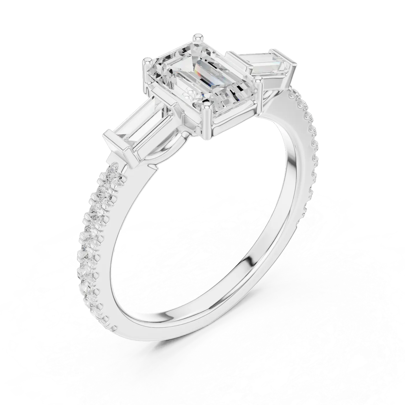 Bague de fiançailles Iris 0,69 ct n°4 en or blanc 18 carats, diamant taille émeraude, vue 2