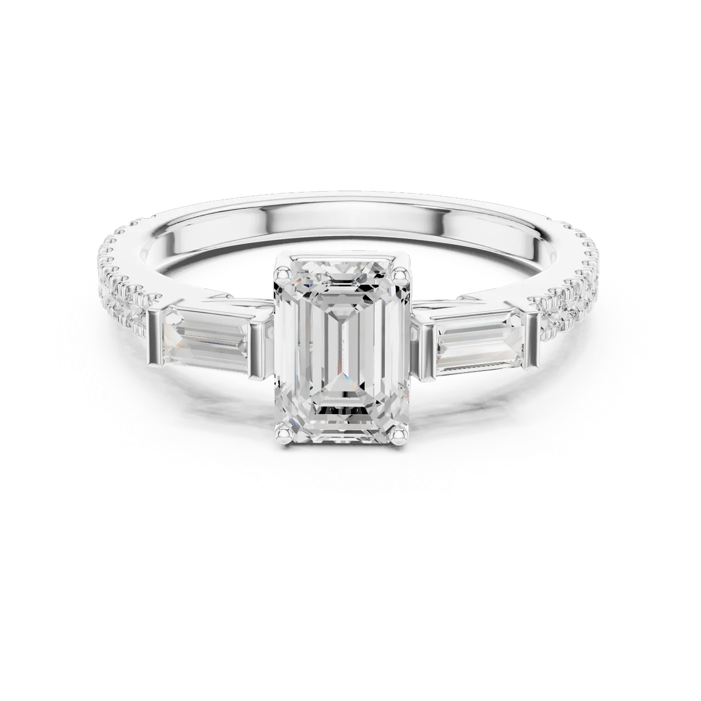 Bague de fiançailles Iris 0,69 ct n°4 en or blanc 18 carats, diamant taille émeraude, vue 4