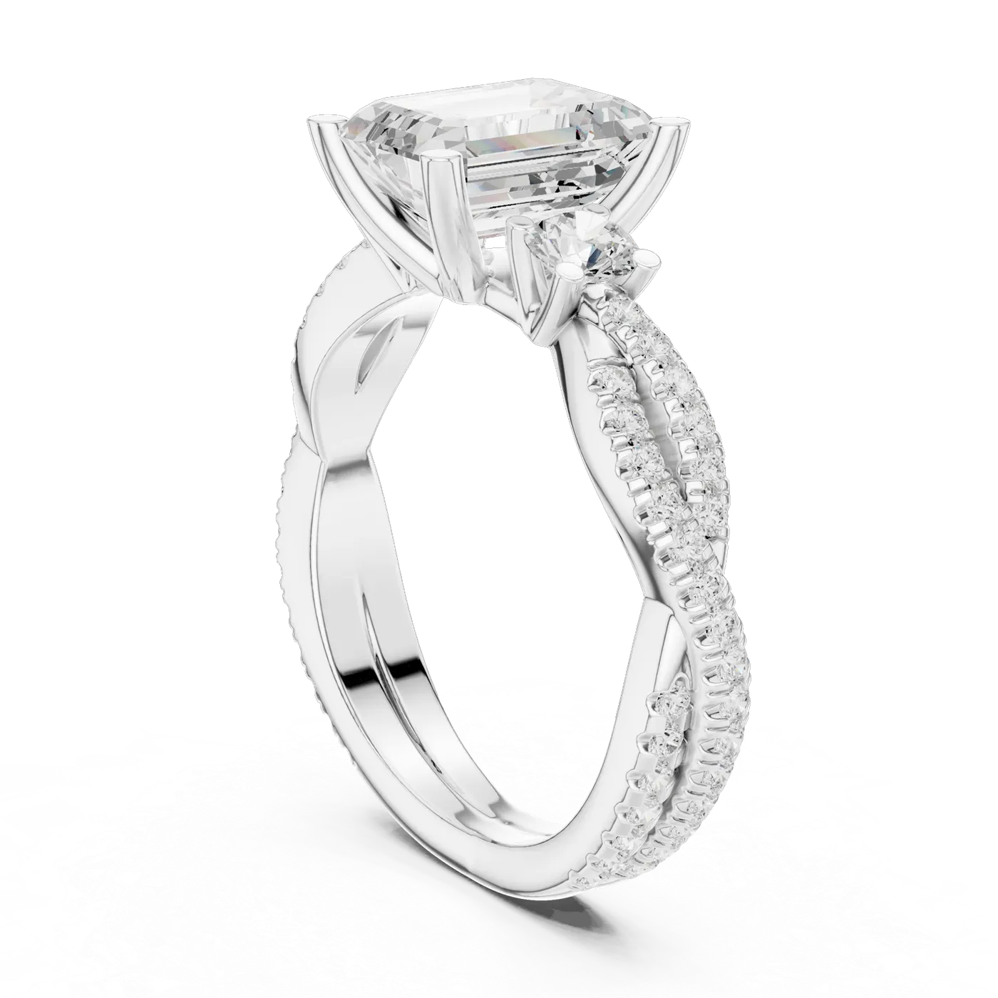 Bague de fiançailles Iris 1,42 ct en or blanc 18 carats, diamant taille émeraude, vue 1