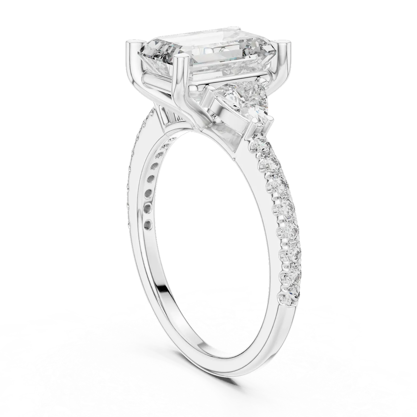Bague de fiançailles Iris 1,51 ct en or blanc 18 carats, diamant taille émeraude, vue 1