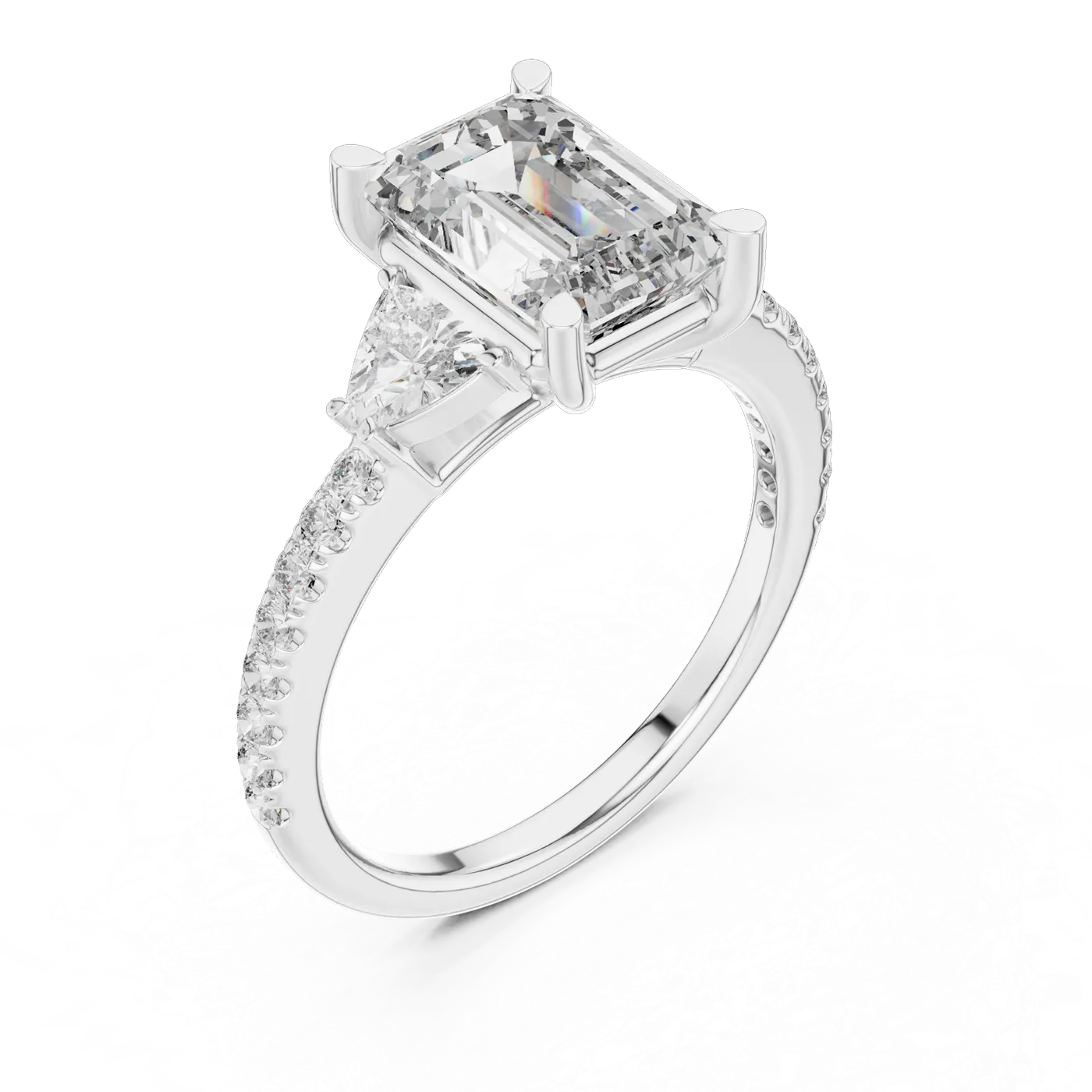 Bague de fiançailles Iris 1,51 ct en or blanc 18 carats, diamant taille émeraude, vue 2