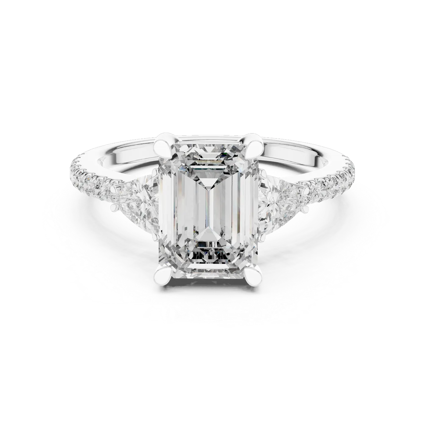 Bague de fiançailles Iris 1,51 ct en or blanc 18 carats, diamant taille émeraude, vue 4