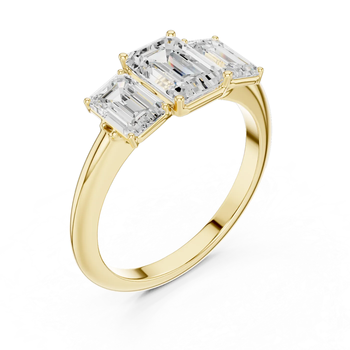 Bague de fiançailles Iris 0,69 ct en or jaune 18 carats, diamant taille émeraude, vue 2