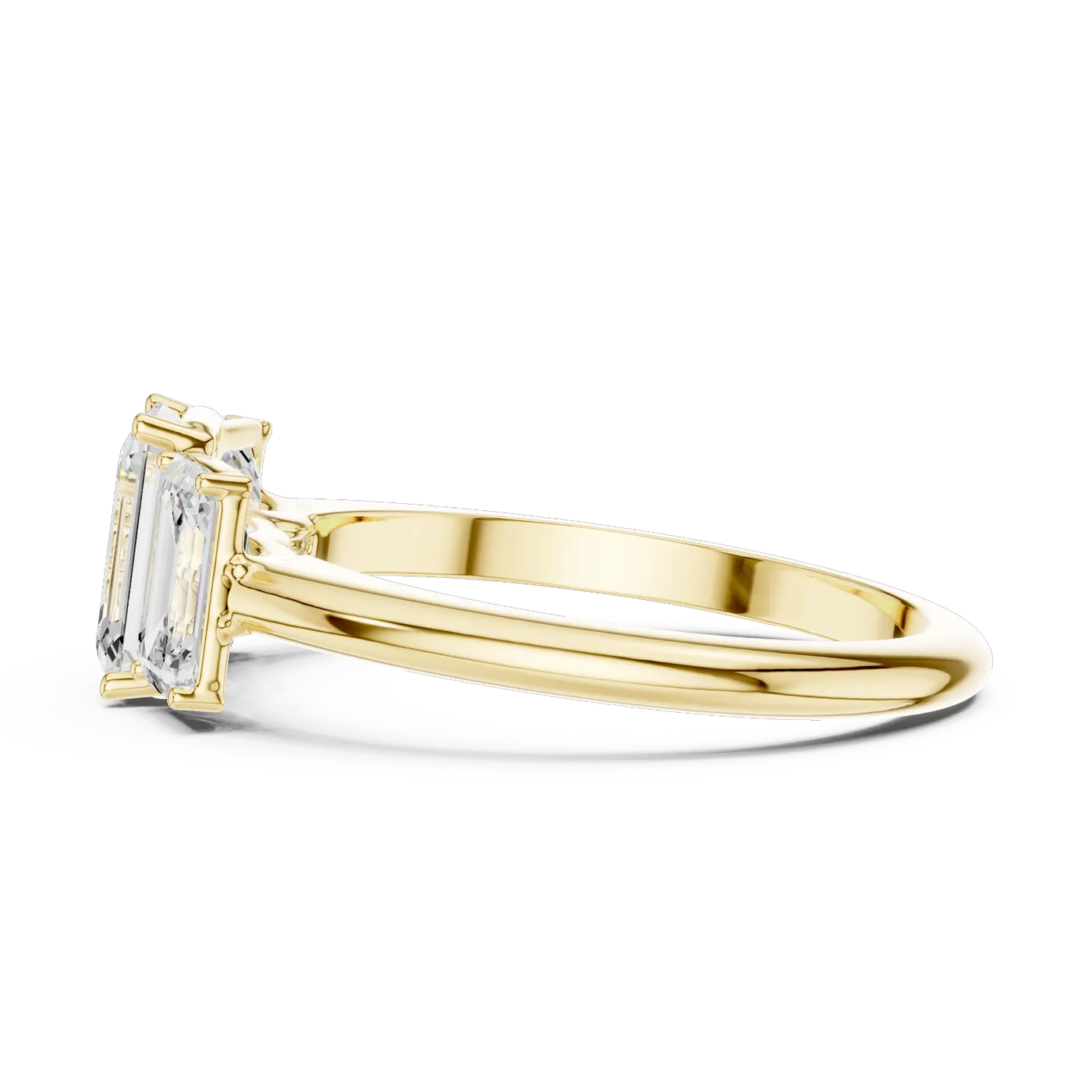 Bague de fiançailles Iris 0,69 ct en or jaune 18 carats, diamant taille émeraude, vue 3