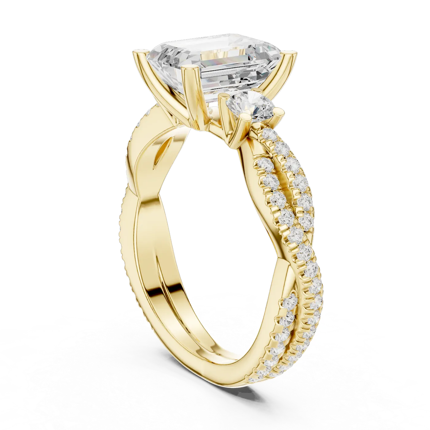 Bague de fiançailles Iris 1,42 ct en or jaune 18 carats, diamant taille émeraude, vue 1