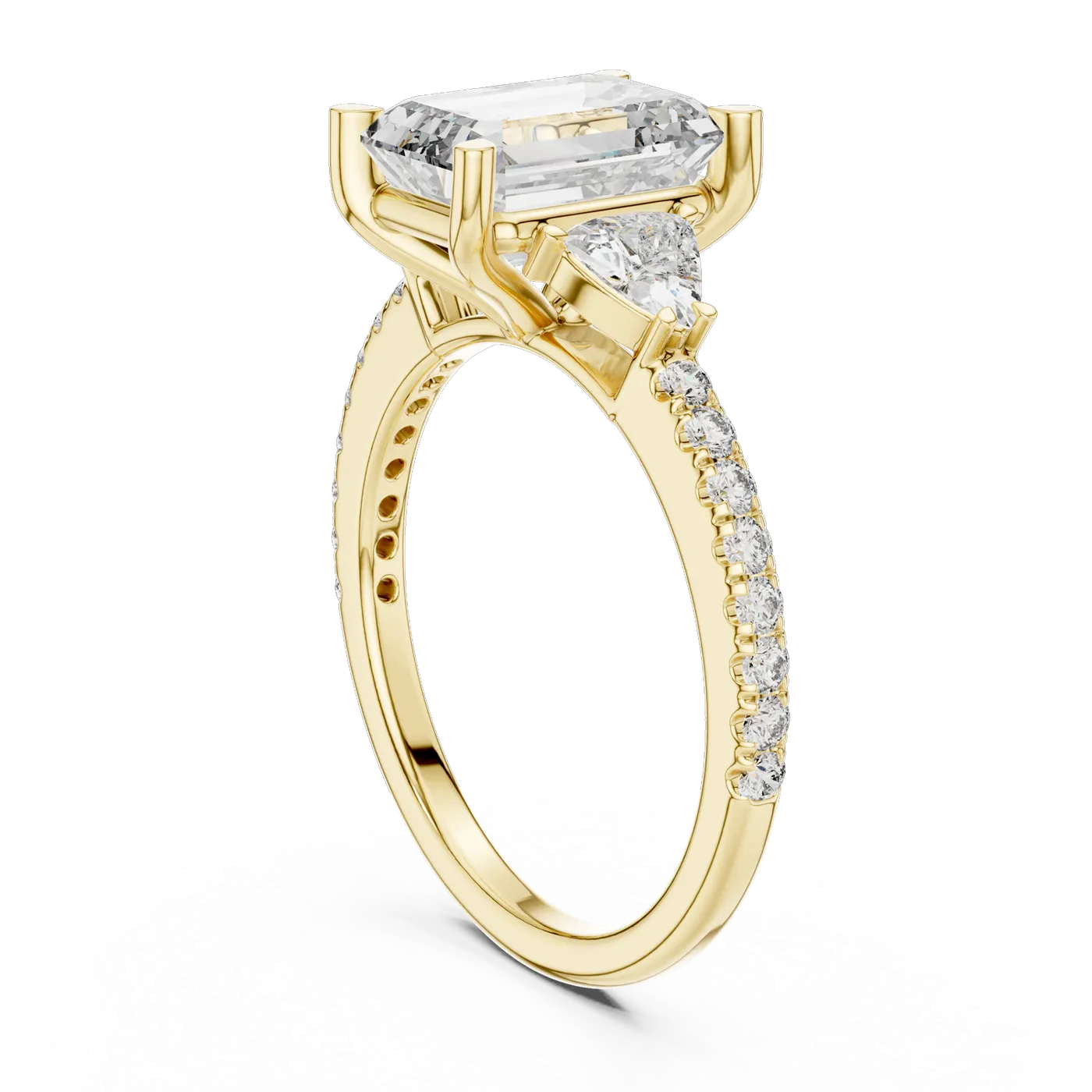Bague de fiançailles Iris 1,51 ct en or jaune 18 carats, diamant taille émeraude, vue 1