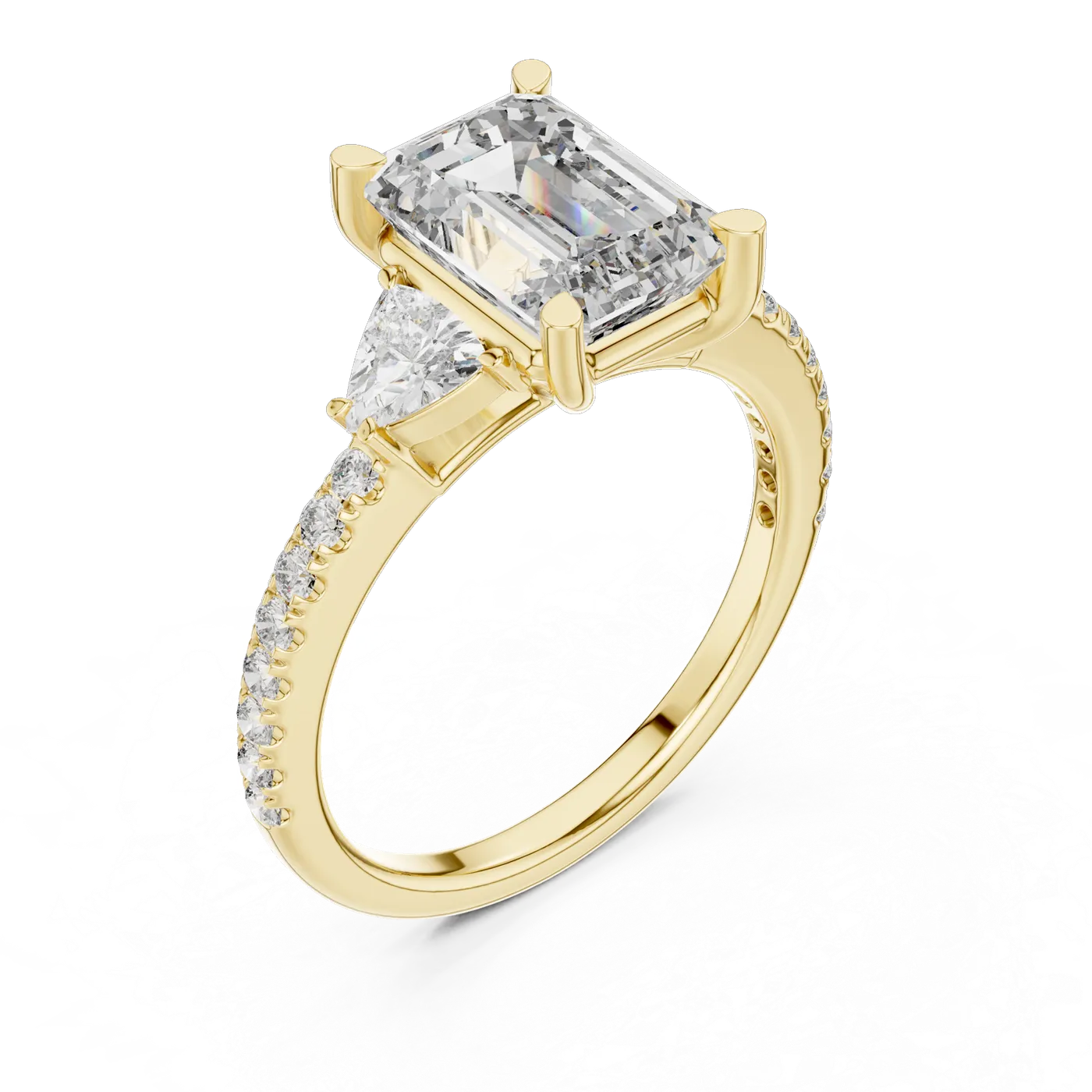 Bague de fiançailles Iris 1,51 ct en or jaune 18 carats, diamant taille émeraude, vue 2