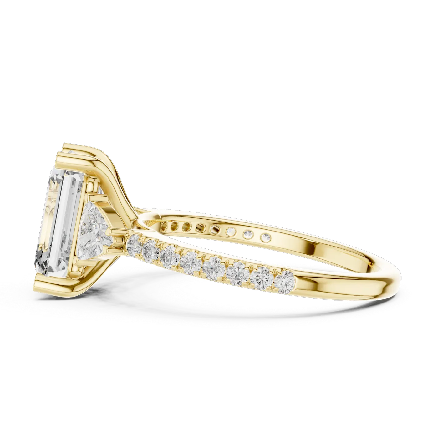 Bague de fiançailles Iris 1,51 ct en or jaune 18 carats, diamant taille émeraude, vue 3