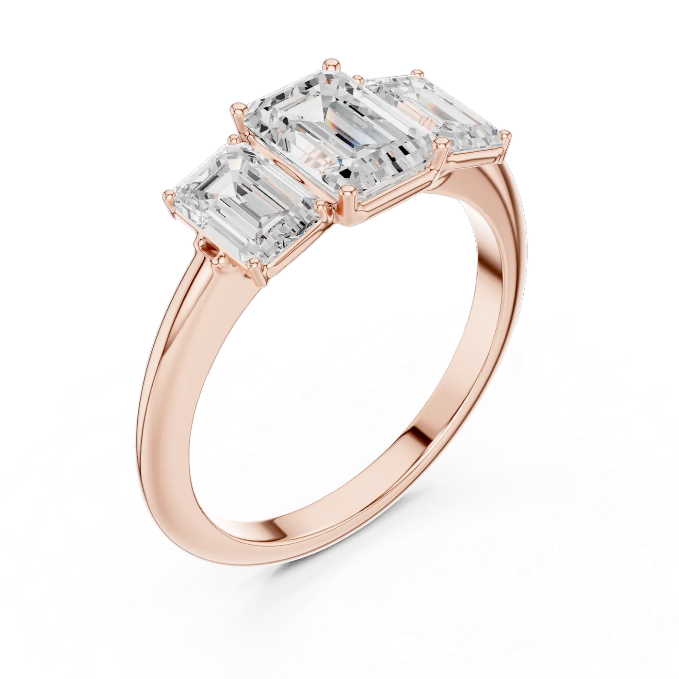 Bague de fiançailles Iris 0,69 ct en or rose 18 carats, diamant taille émeraude, vue 2