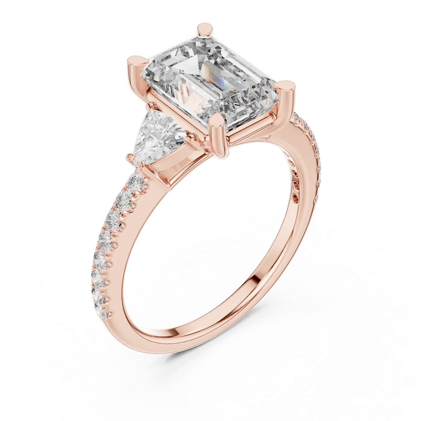 Bague de fiançailles Iris 1,51 ct en or rose 18 carats, diamant taille émeraude, vue 2