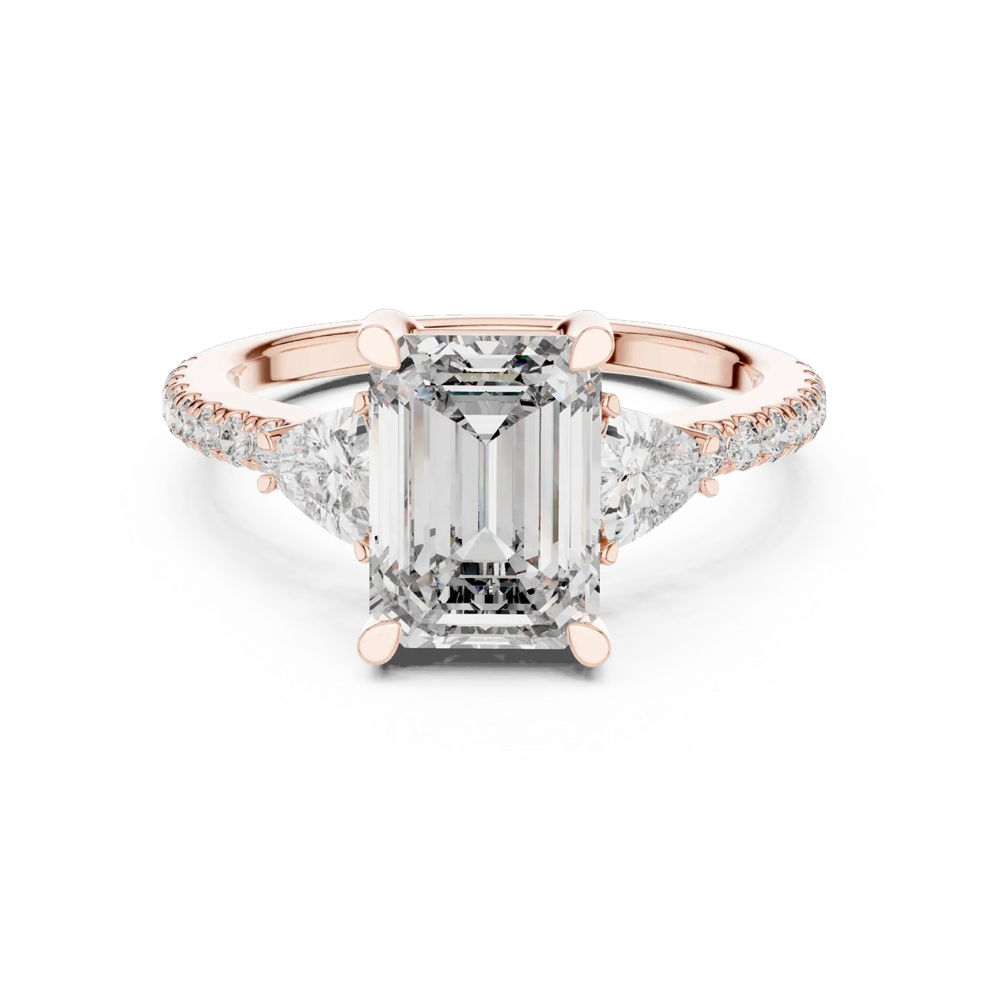 Bague de fiançailles Iris 1,51 ct en or rose 18 carats, diamant taille émeraude, vue 4