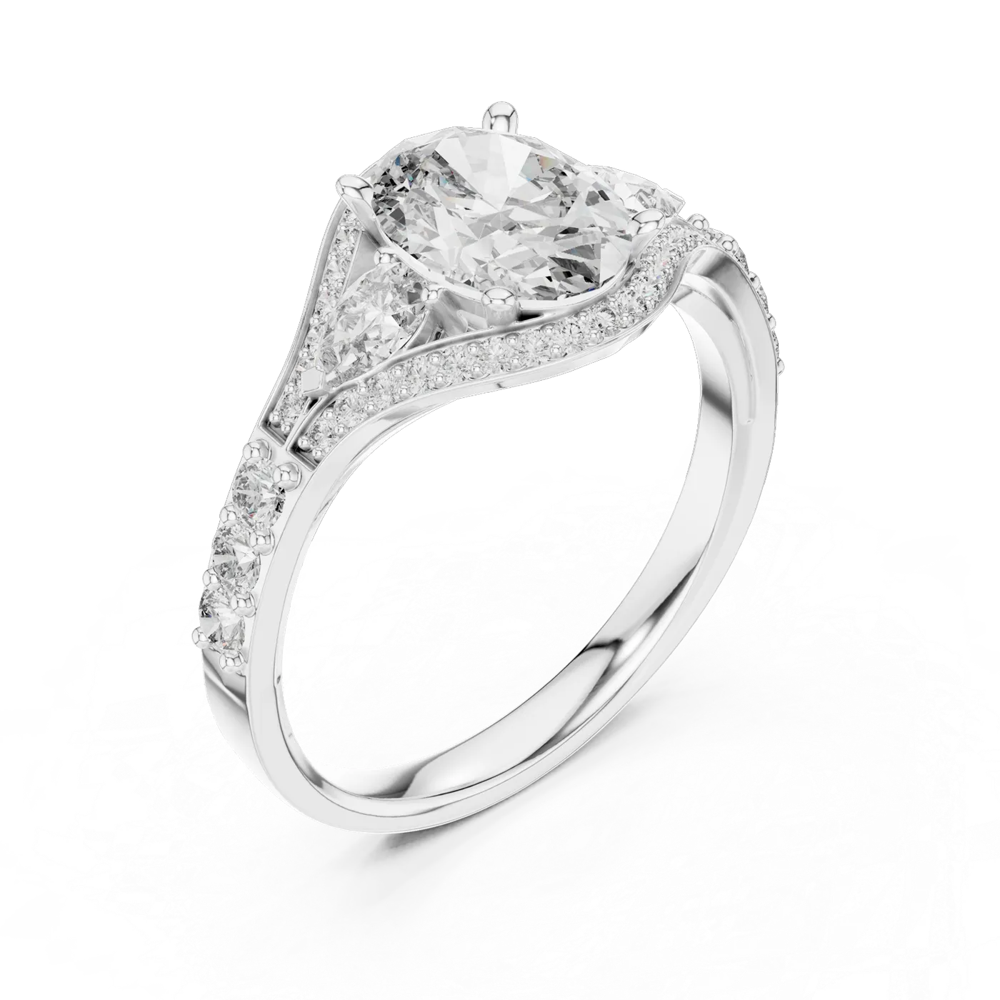 Bague de fiançailles Magnolia 1,14 ct n°3 en or blanc 18 carats, diamant ovale, vue 2