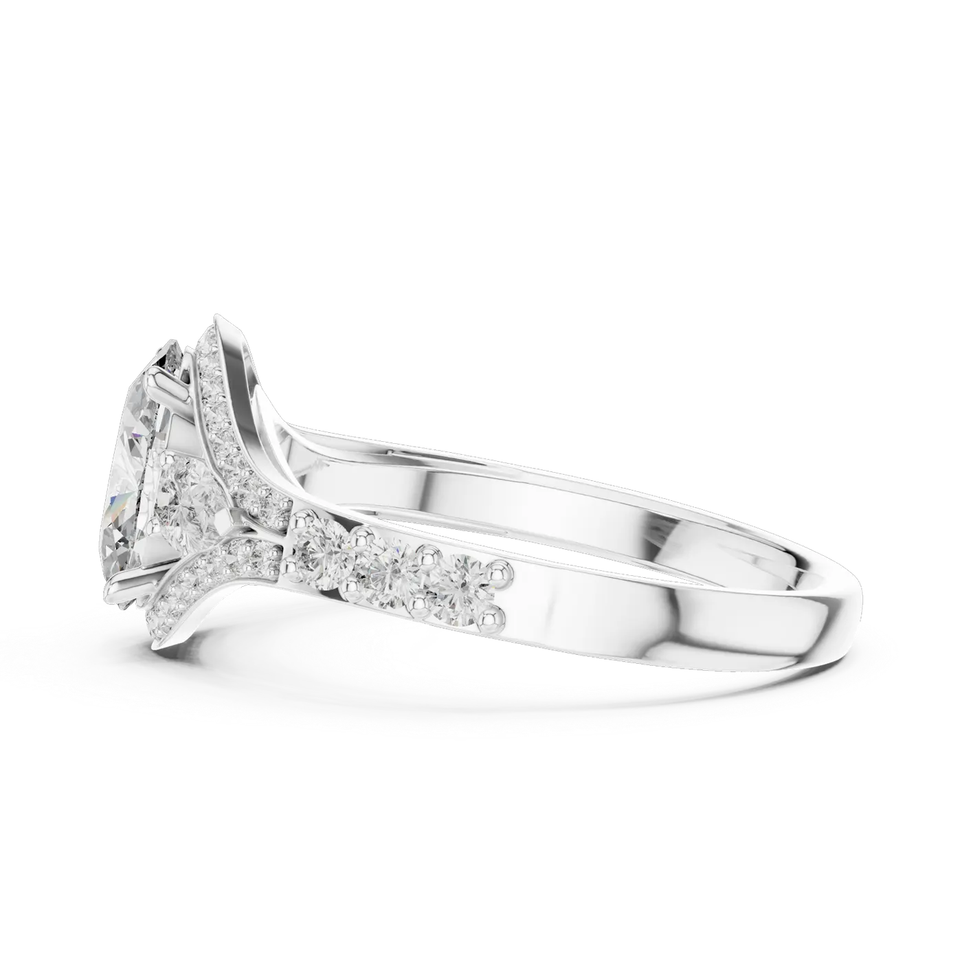 Bague de fiançailles Magnolia 1,14 ct n°3 en or blanc 18 carats, diamant ovale, vue 3