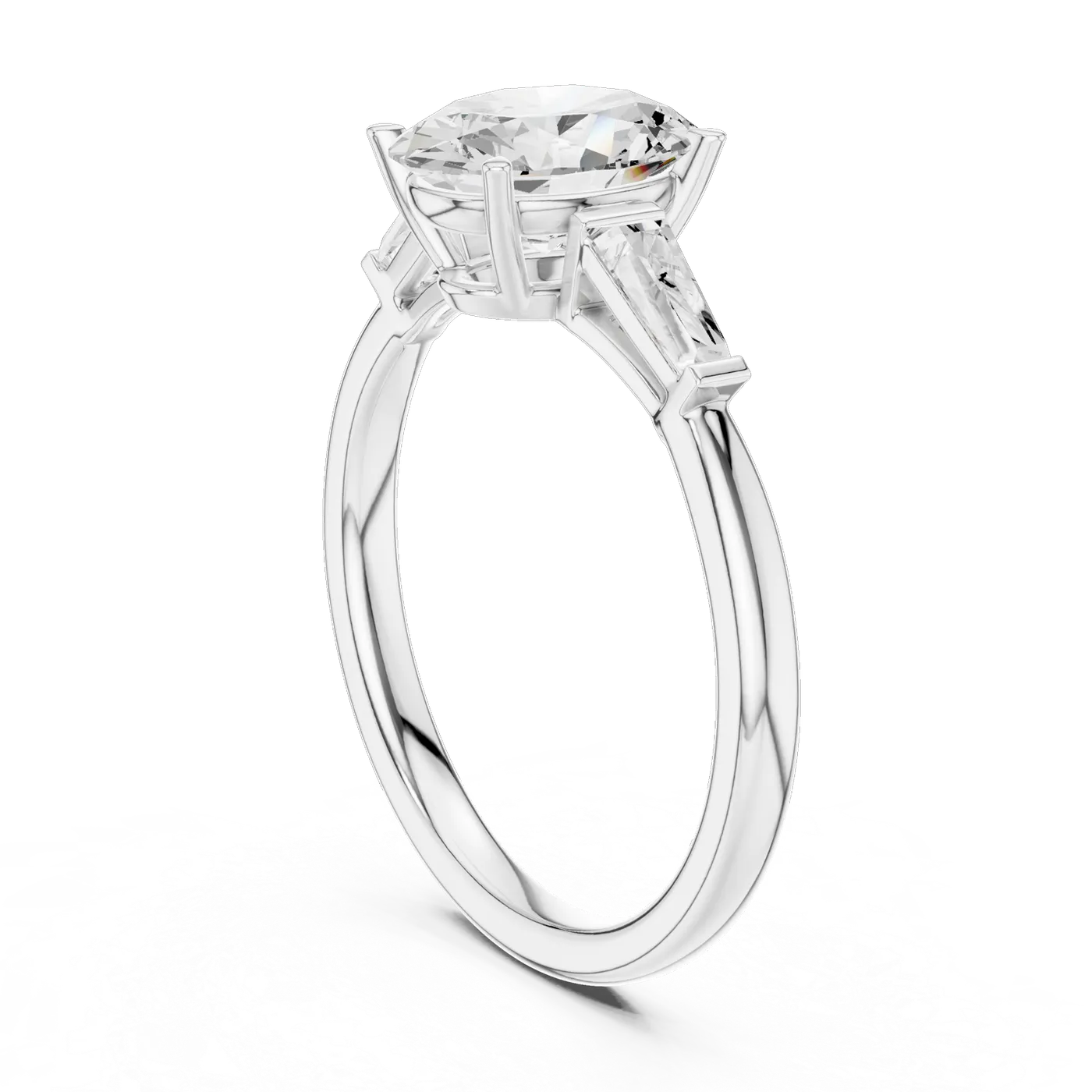 Bague de fiançailles Magnolia 1,43 ct en or blanc 18 carats, diamant ovale, vue 1