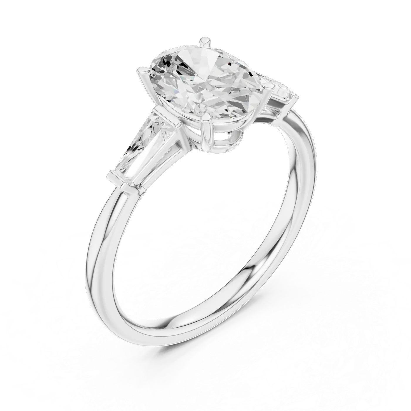 Bague de fiançailles Magnolia 1,43 ct en or blanc 18 carats, diamant ovale, vue 2