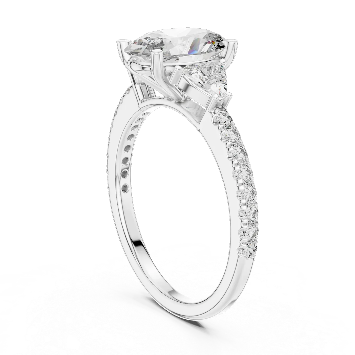 Bague de fiançailles Magnolia 1,60 ct en or blanc 18 carats, diamant ovale, vue 1