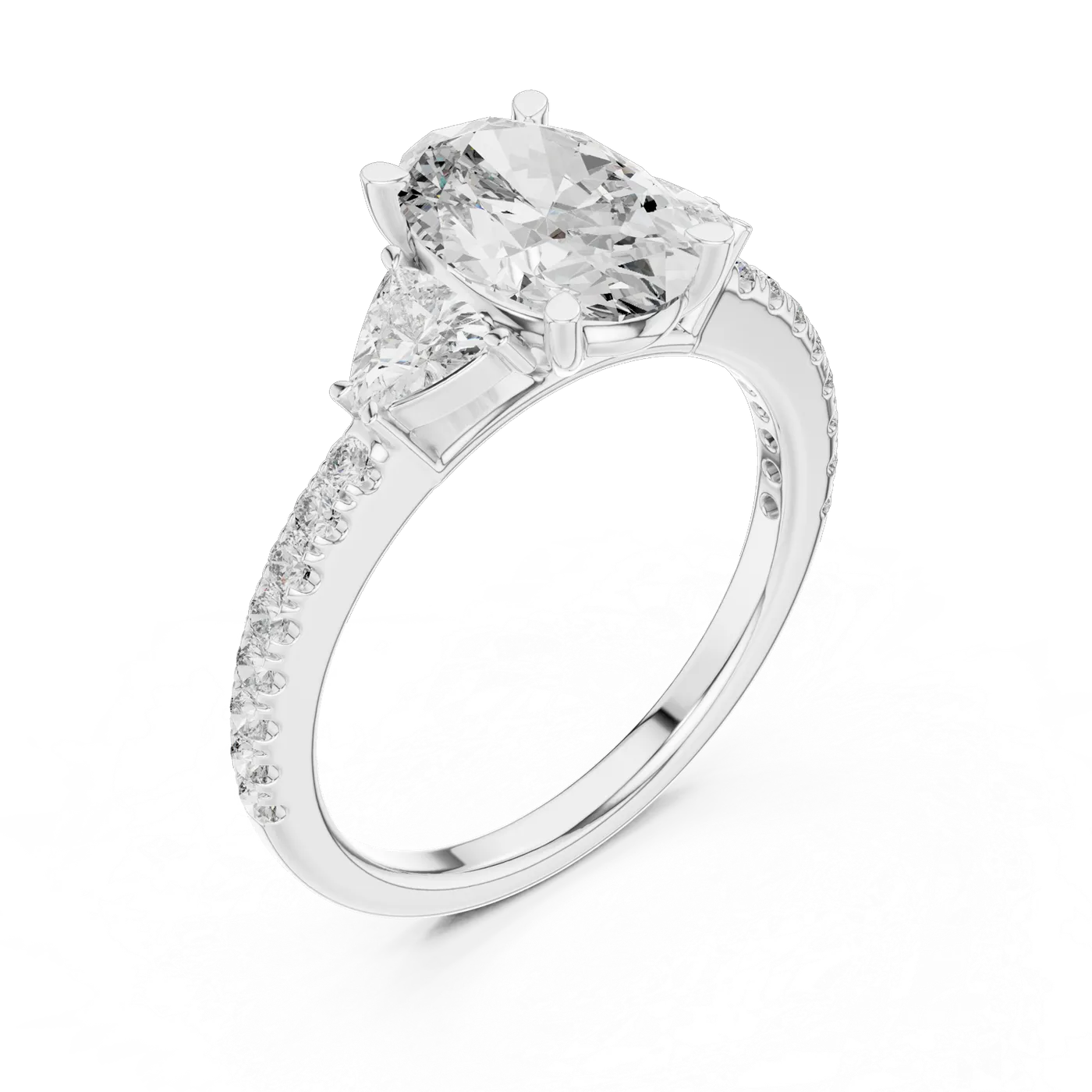 Bague de fiançailles Magnolia 1,60 ct en or blanc 18 carats, diamant ovale, vue 2